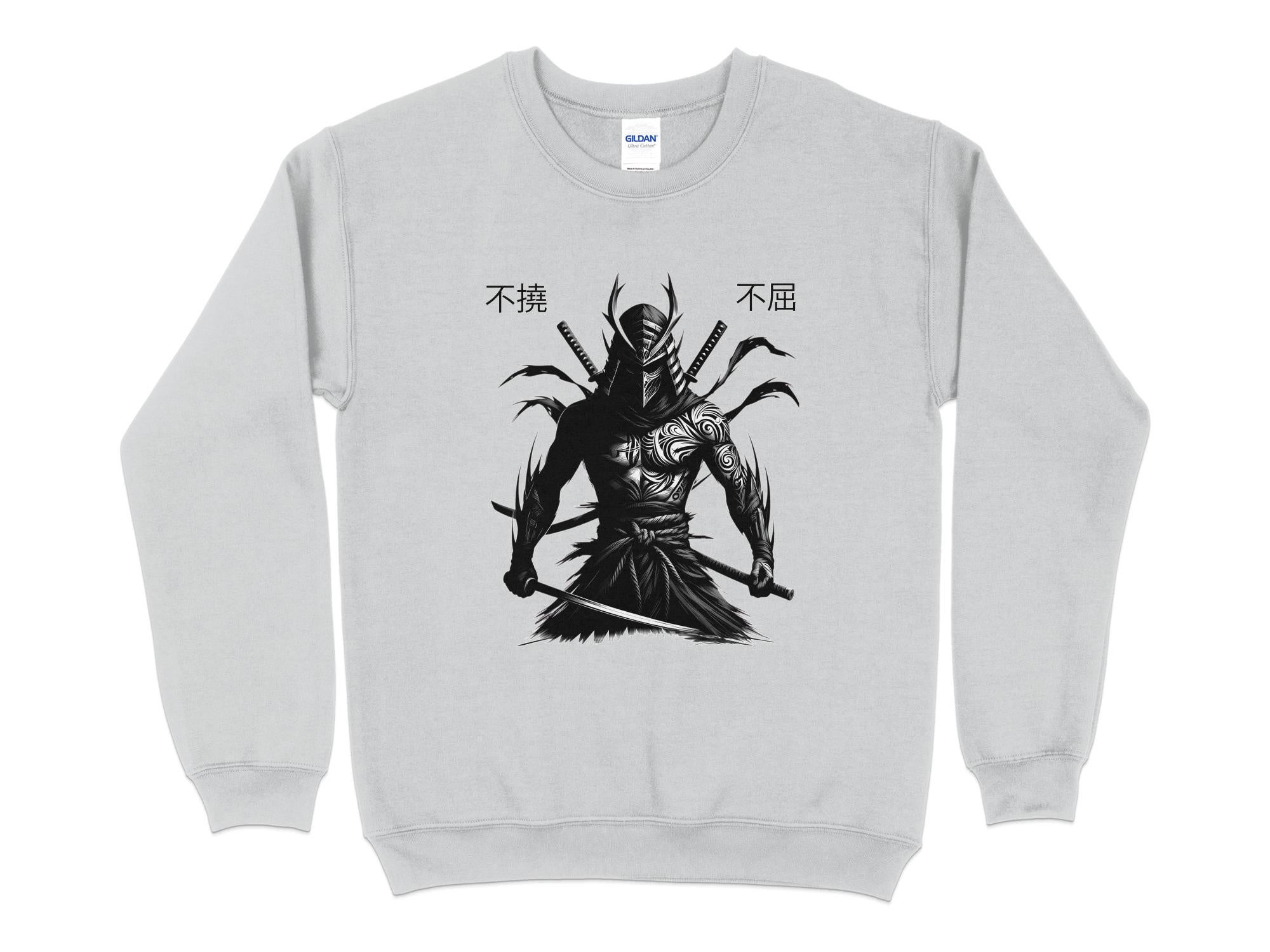 Samurai Ninja - Coloured Gildan Sweatshirt Japanese Talisman Unisex Cultural Symbolic Graphic Design