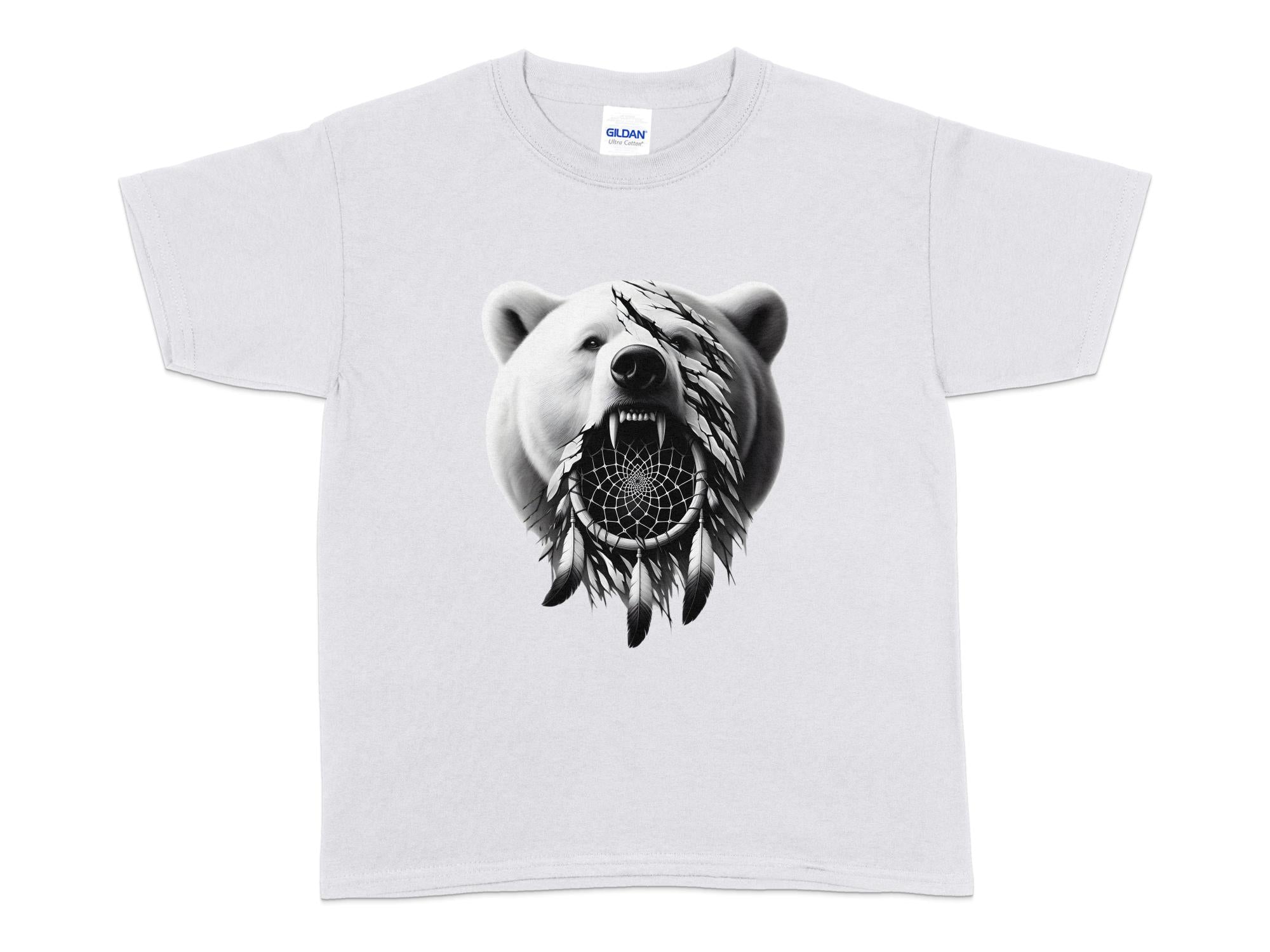 Dreamcatcher Bear - Coloured Gildan Kids T Shirt Realistic Native American Talisman Unisex Mythology Tee Graphic Design