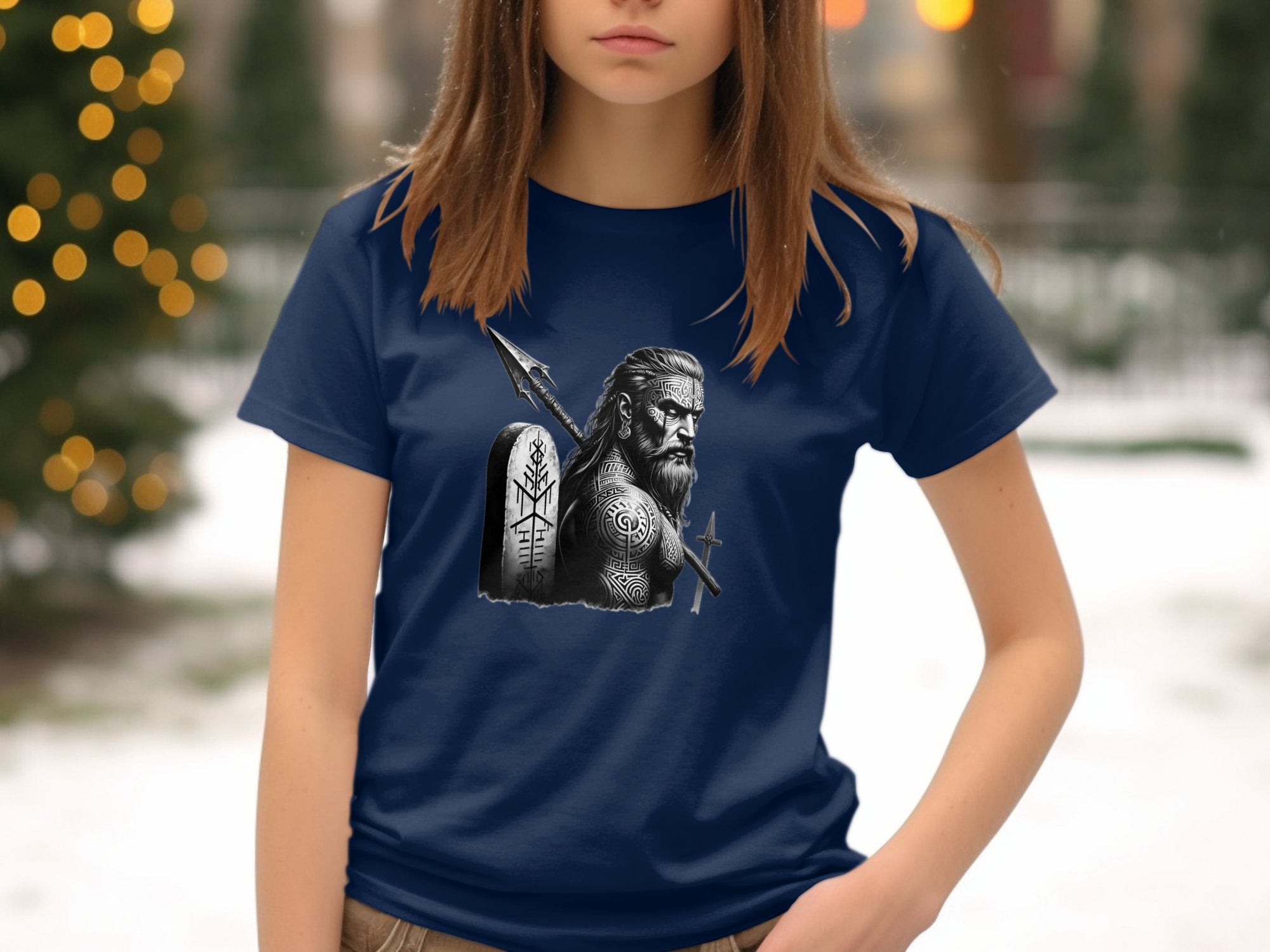 Viking Heroism - Coloured Gildan Kids T-Shirt Realistic Norse Talisman Unisex Valhalla Tee Graphic Design