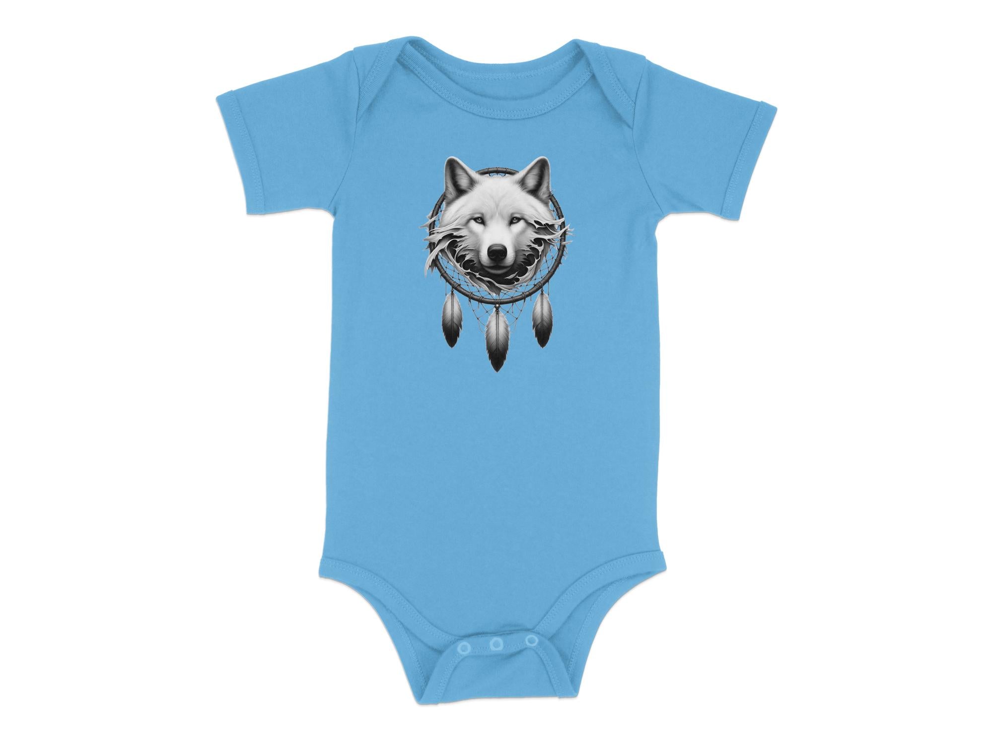 Dreamcatcher Wolf - Coloured Toddler Bodysuit Realistic Native American Talisman Unisex Mythology Tee Graphic Design