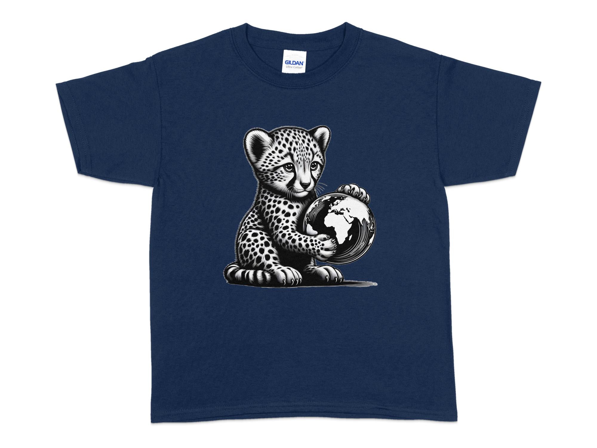 Cheetah World - Coloured Gildan Kids T-Shirt Realistic Animal Talisman Unisex Cute Tee Graphic Design