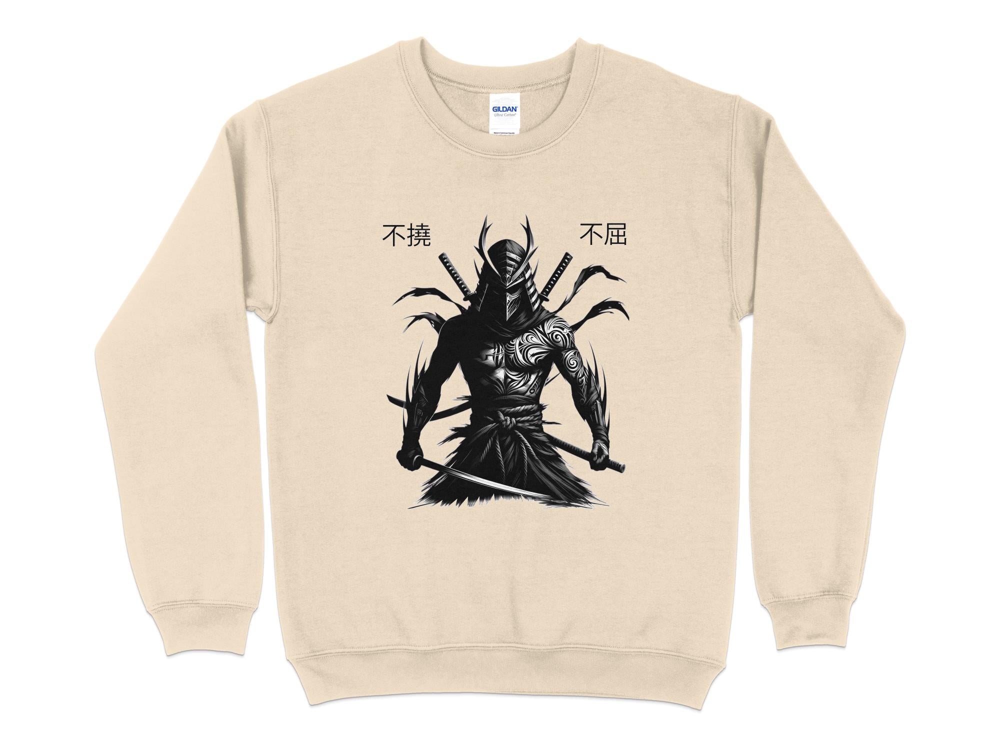 Samurai Ninja - Coloured Gildan Sweatshirt Japanese Talisman Unisex Cultural Symbolic Graphic Design