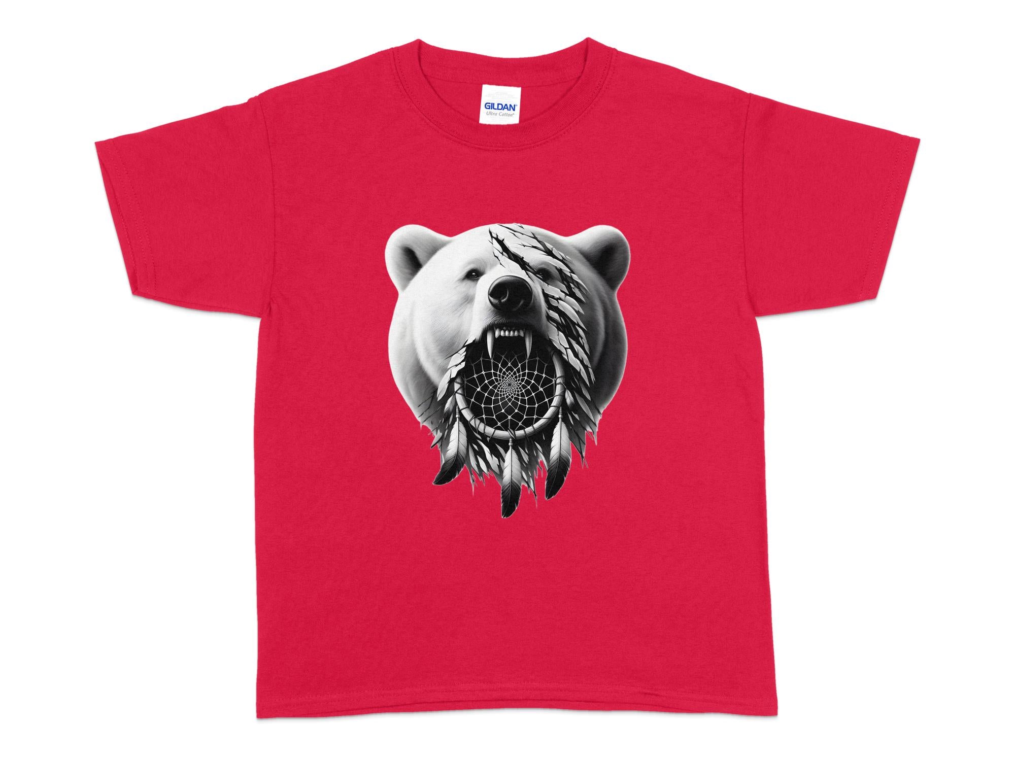 Dreamcatcher Bear - Coloured Gildan Kids T Shirt Realistic Native American Talisman Unisex Mythology Tee Graphic Design