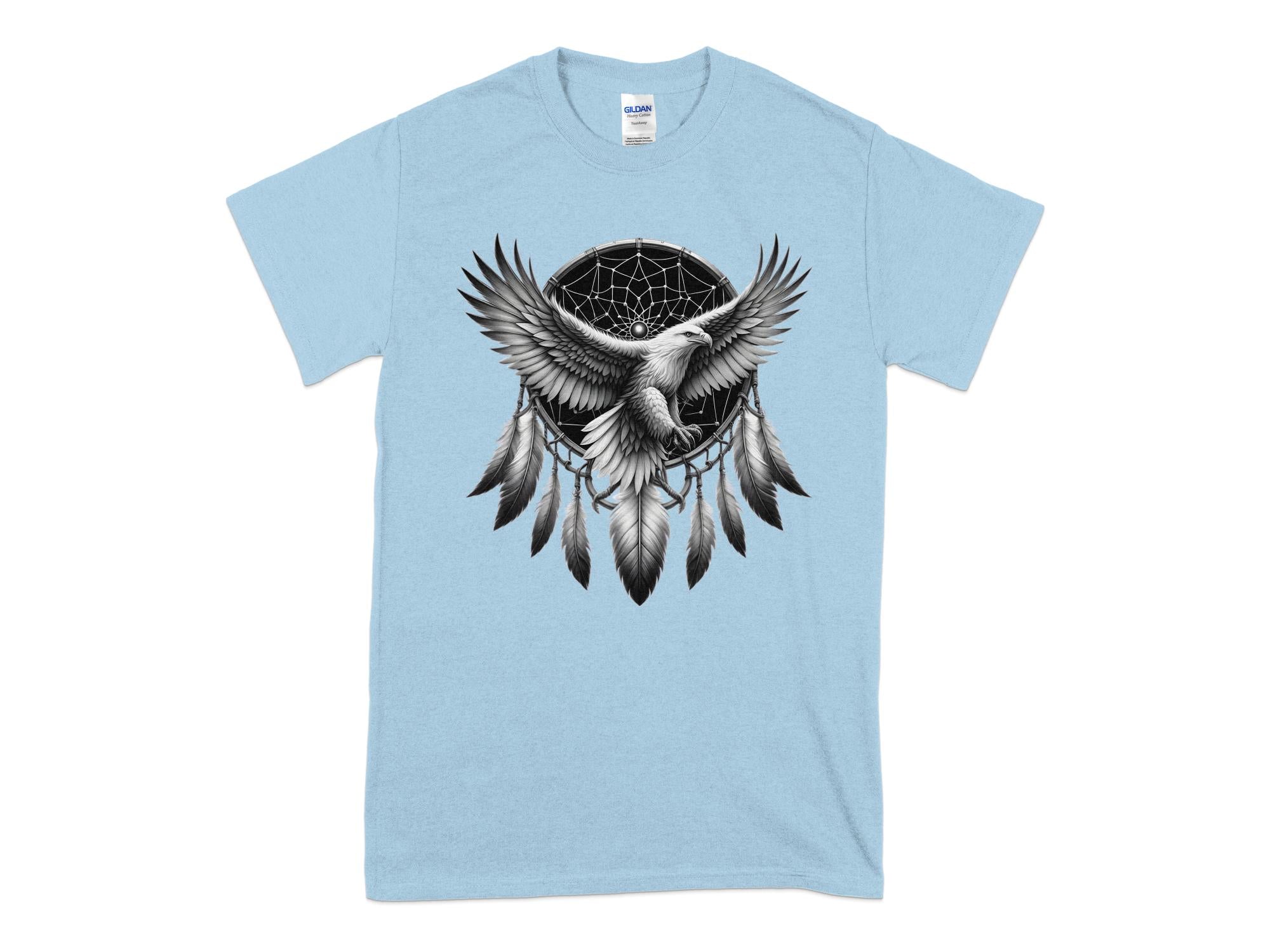 Dreamcatcher Eagle - Coloured Gildan T-Shirt Realistic Native American Talisman Unisex Mythology Tee Graphic Design