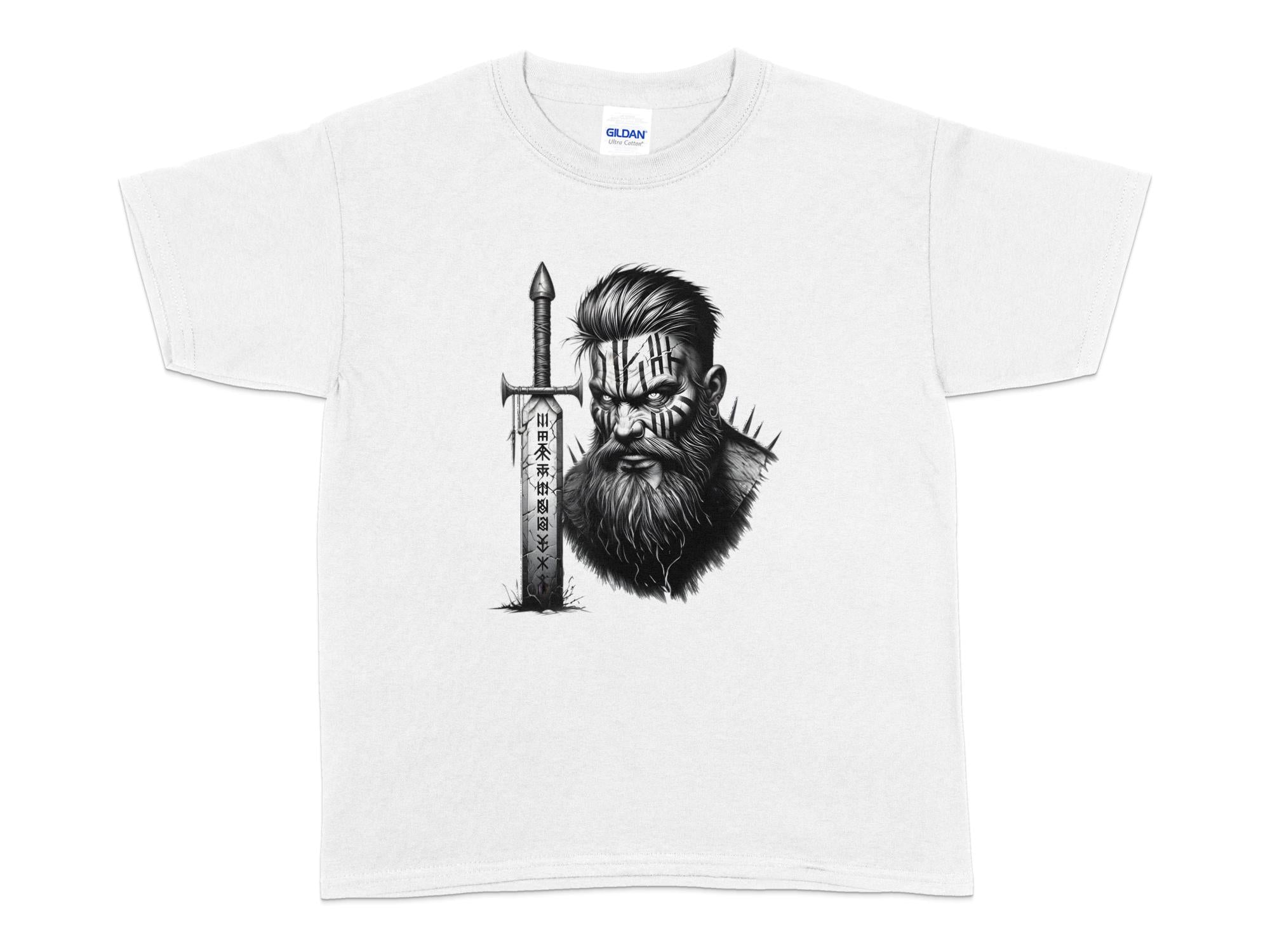 Viking Dauntless - Coloured Gildan Kids T-Shirt Realistic Norse Talisman Unisex Valhalla Tee Graphic Design