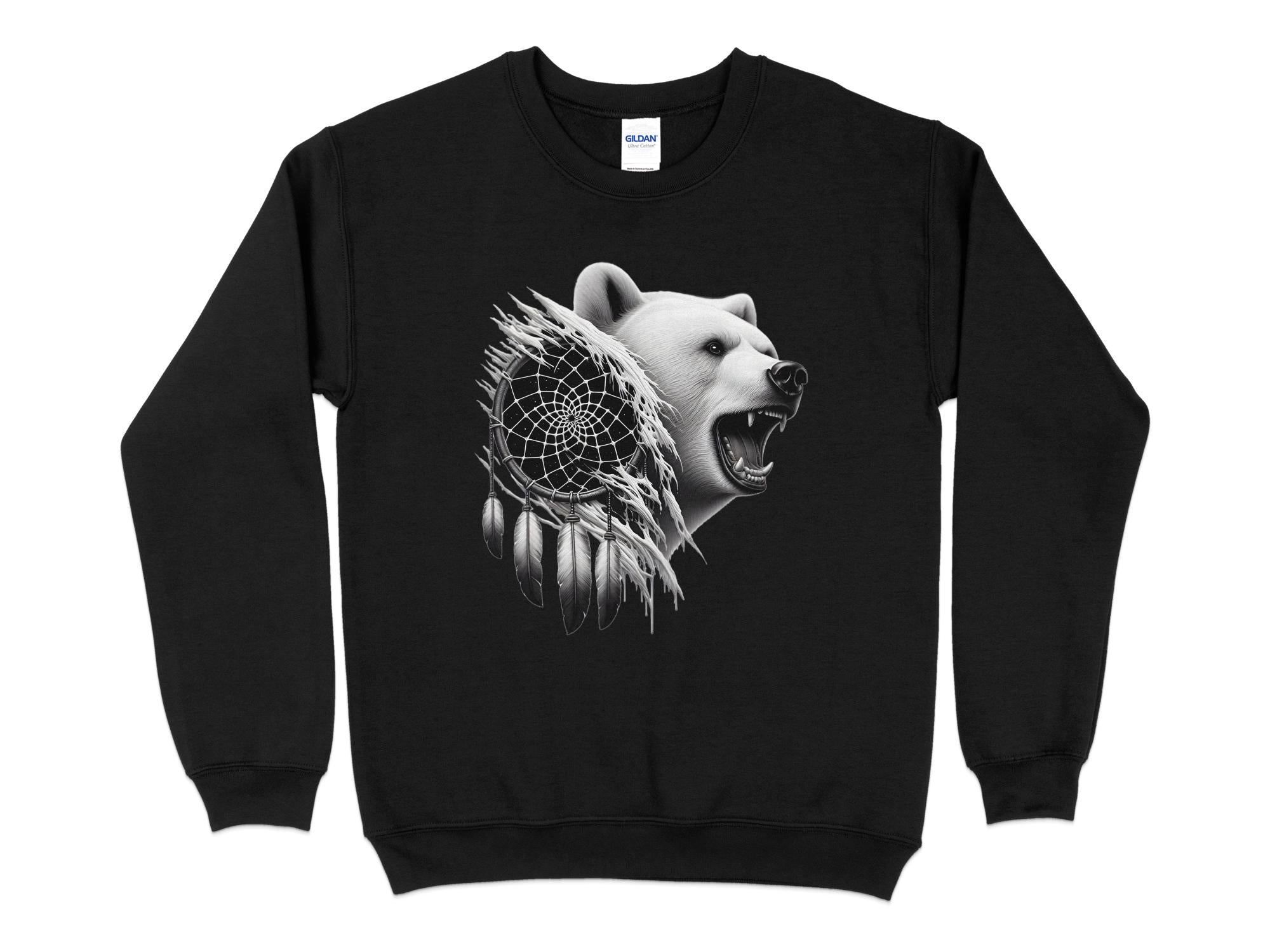 Dreamcatcher Bear - Coloured Gildan Sweatshirt Realistic Native American Talisman Unisex Mythology Tee Graphic Design