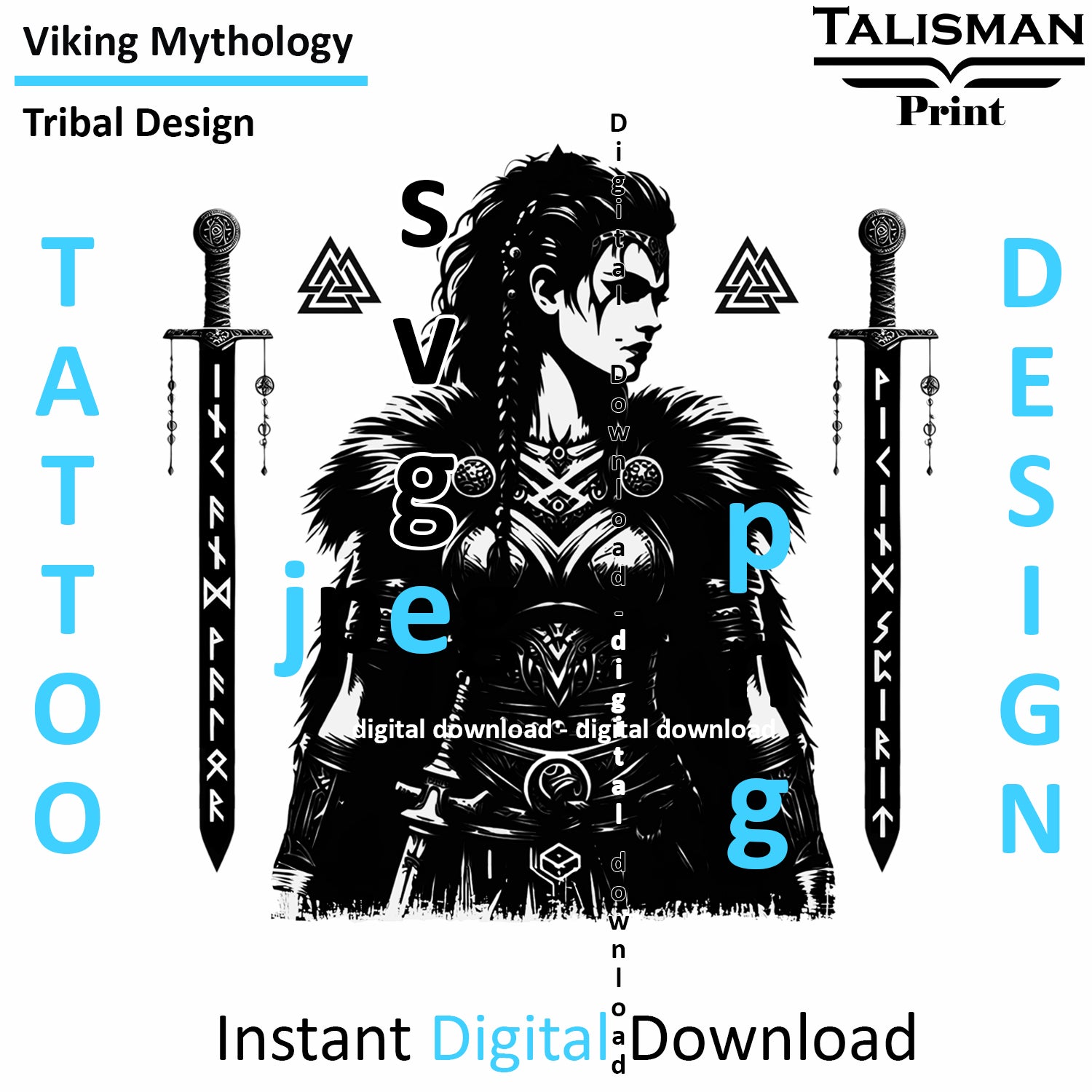 Viking Spirit - Digital Art Collection | PNG, JPEG & SVG | Instant Tattoo Download