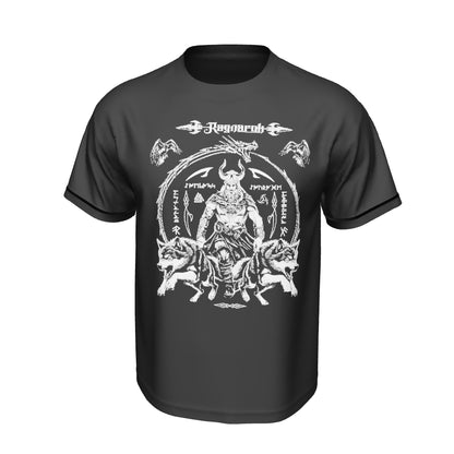 Black T Shirt White Viking Wolves Talisman Men Women Unisex Valhalla Tee