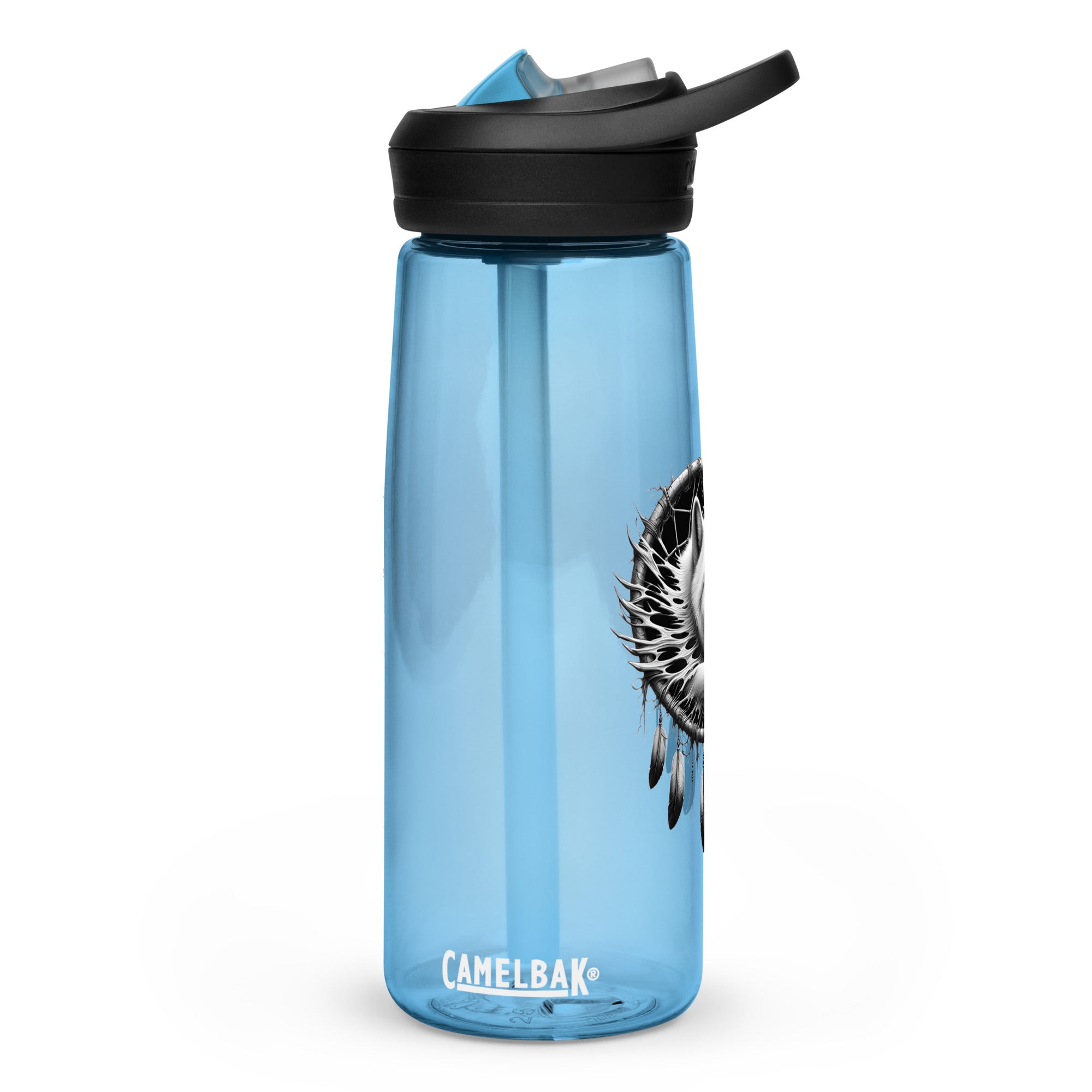 Dreamcatcher Wolf – Sports Water Bottle Realistic Native American Talisman Mythology Graphic Design