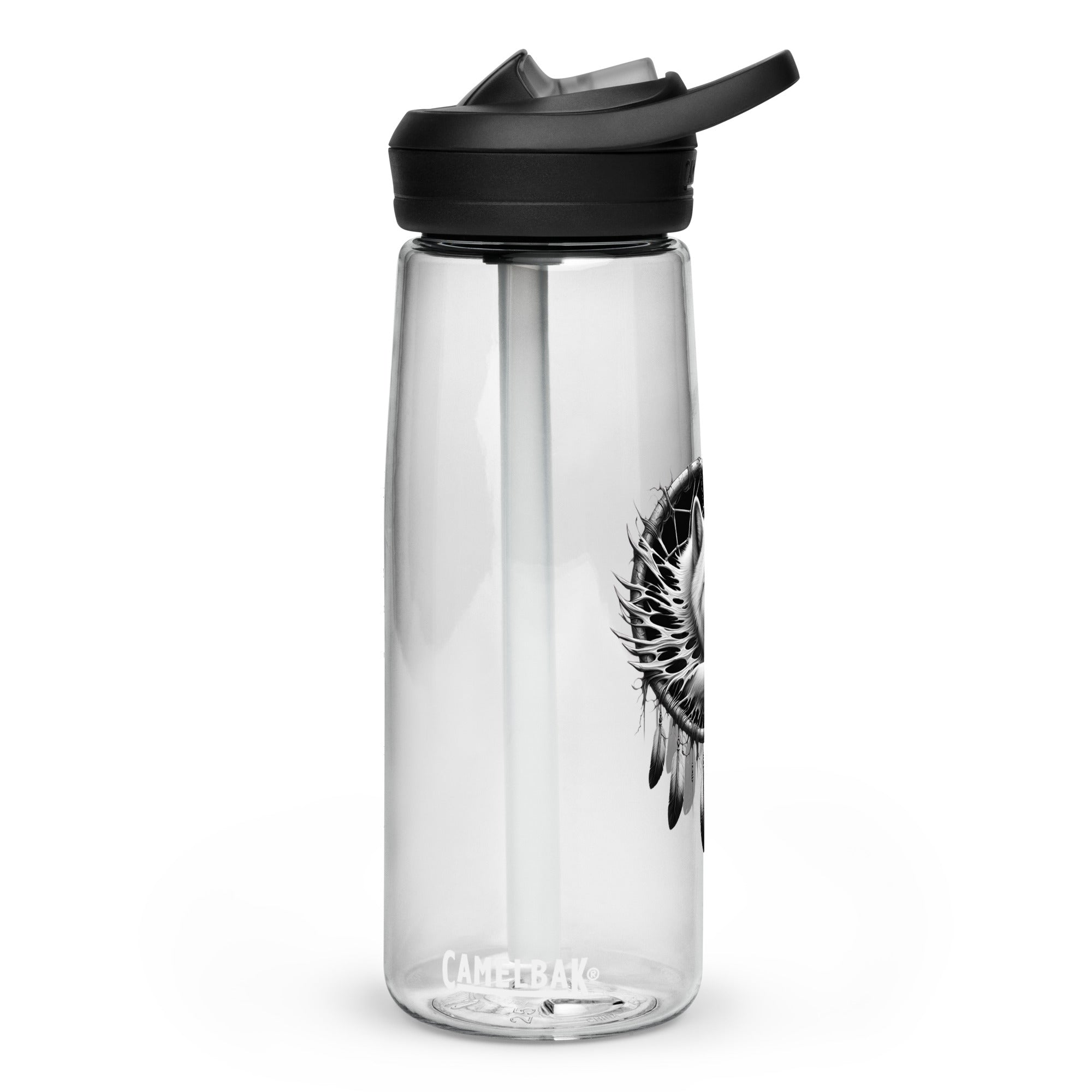 Dreamcatcher Wolf – Sports Water Bottle Realistic Native American Talisman Mythology Graphic Design