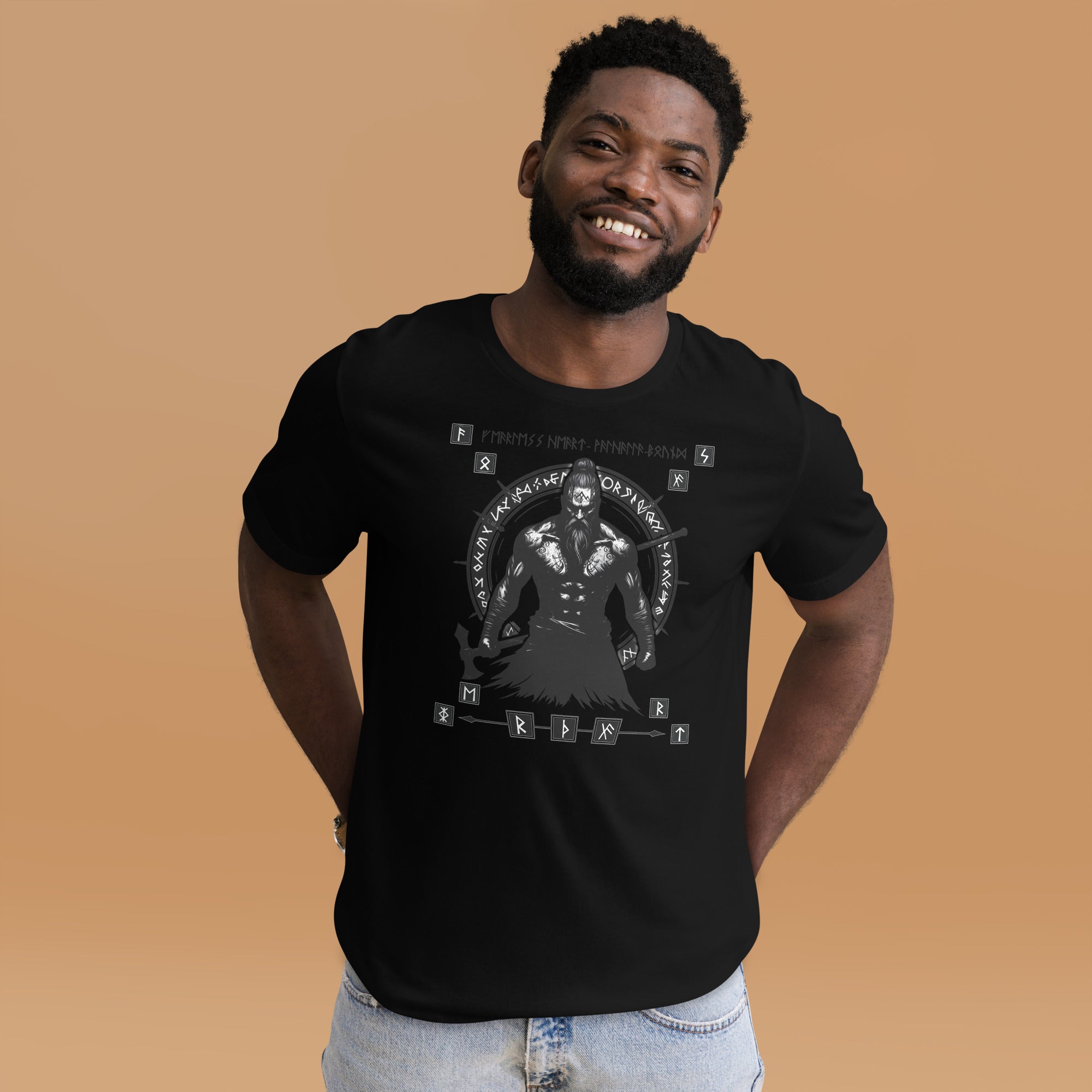 Viking Fearless - Valhalla Apparel Black White Short-Sleeve Unisex T-Shirt