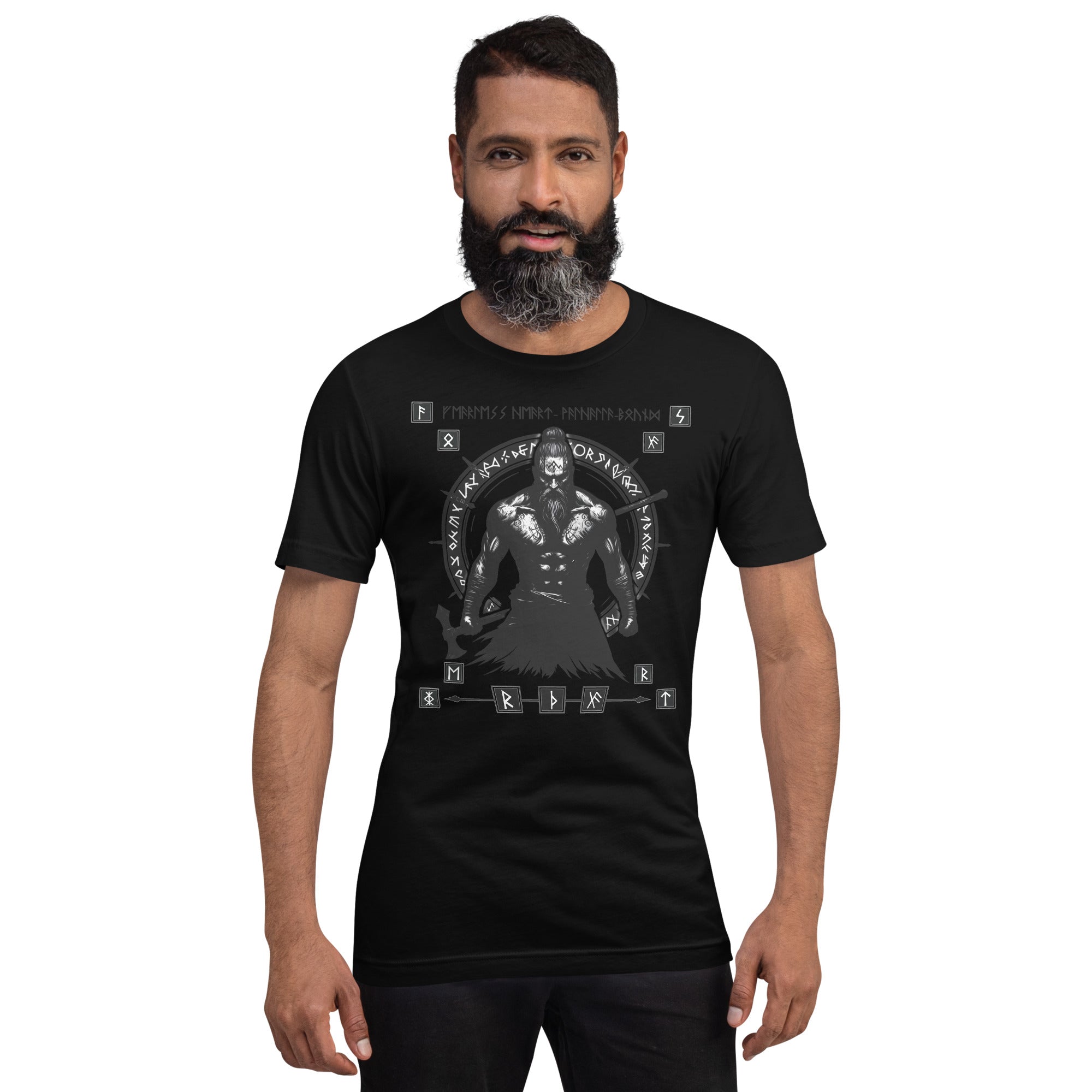 Viking Fearless - Valhalla Apparel Black White Short-Sleeve Unisex T-Shirt