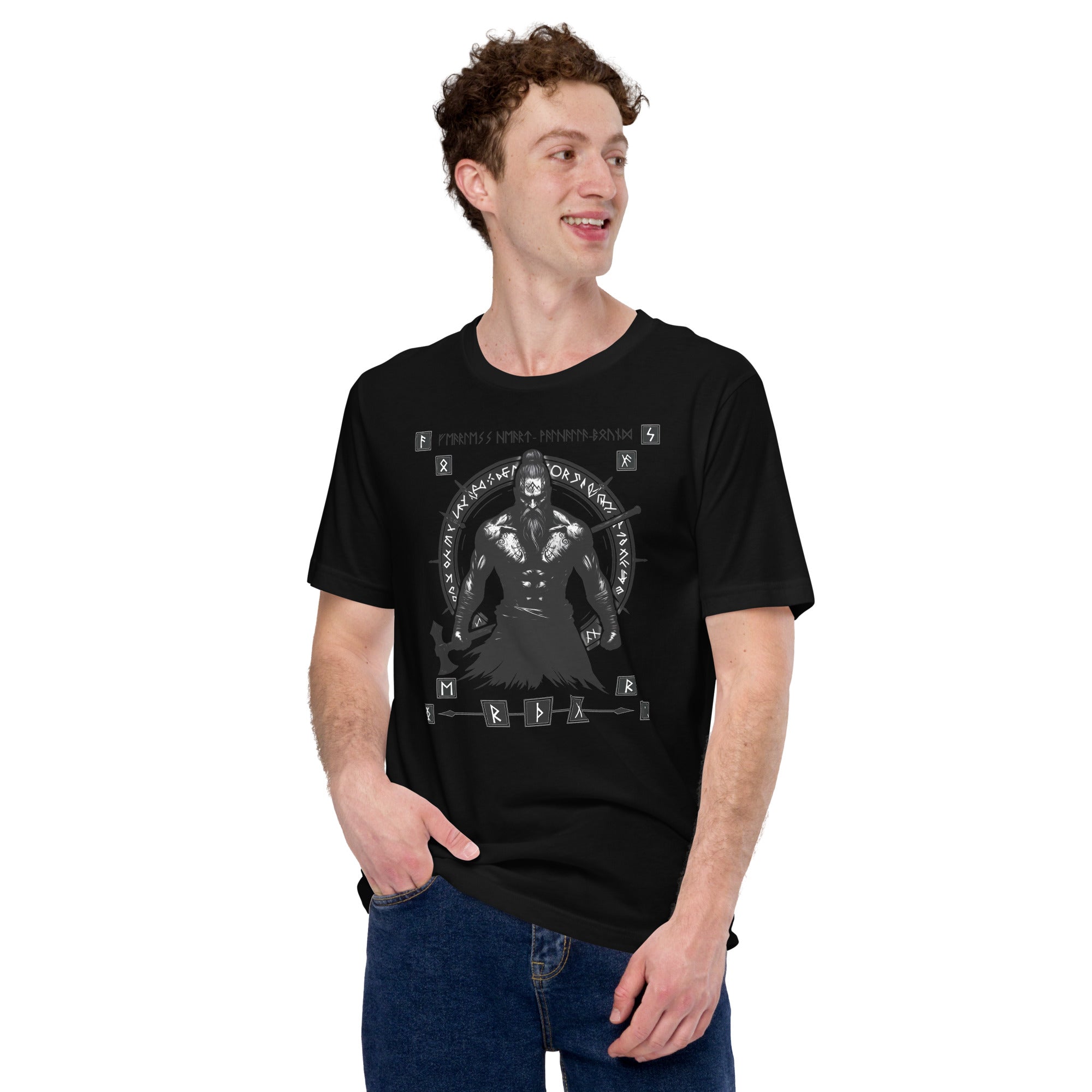 Viking Fearless - Valhalla Apparel Black White Short-Sleeve Unisex T-Shirt