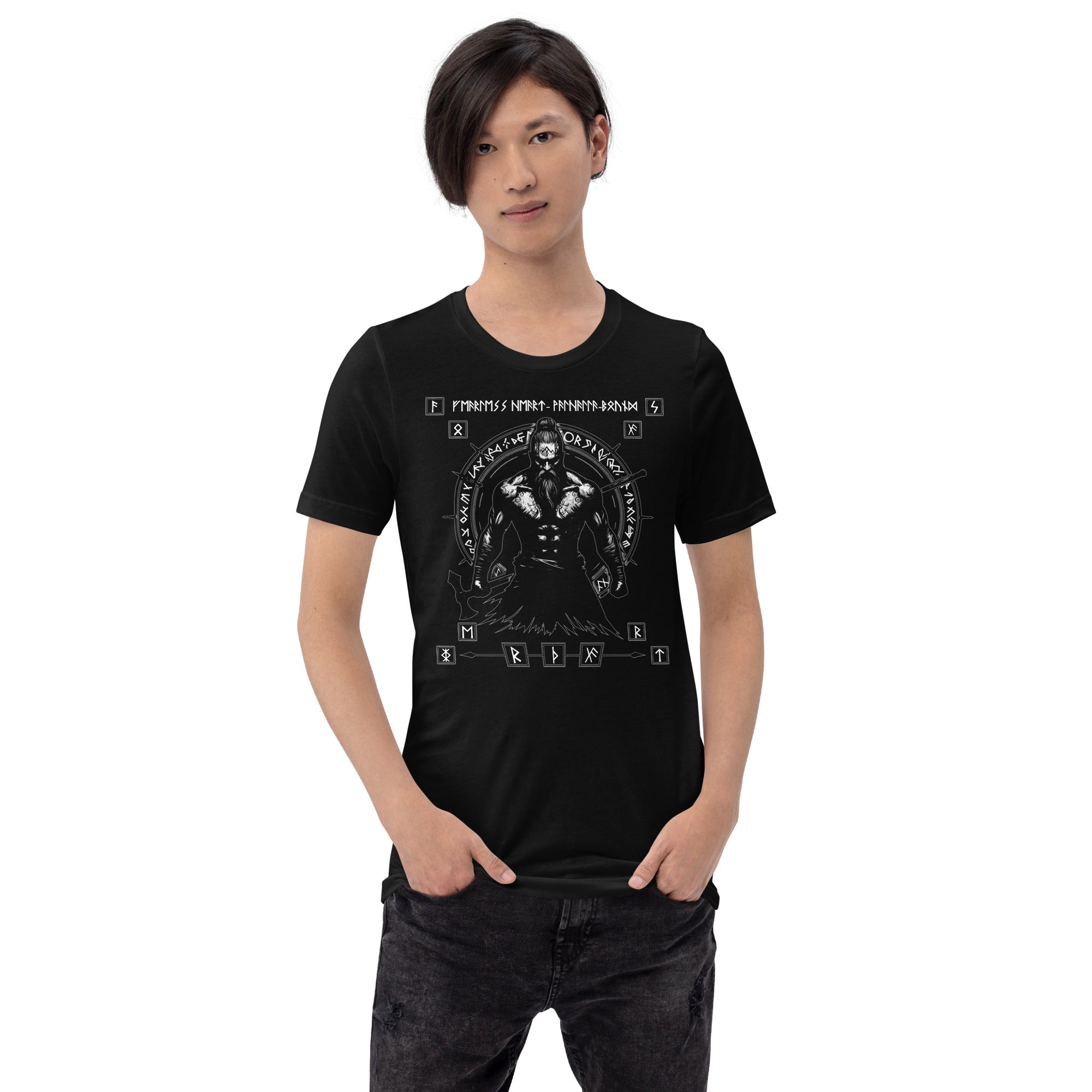 Viking Fearless - Valhalla Apparel Black White Short-Sleeve Unisex T-Shirt