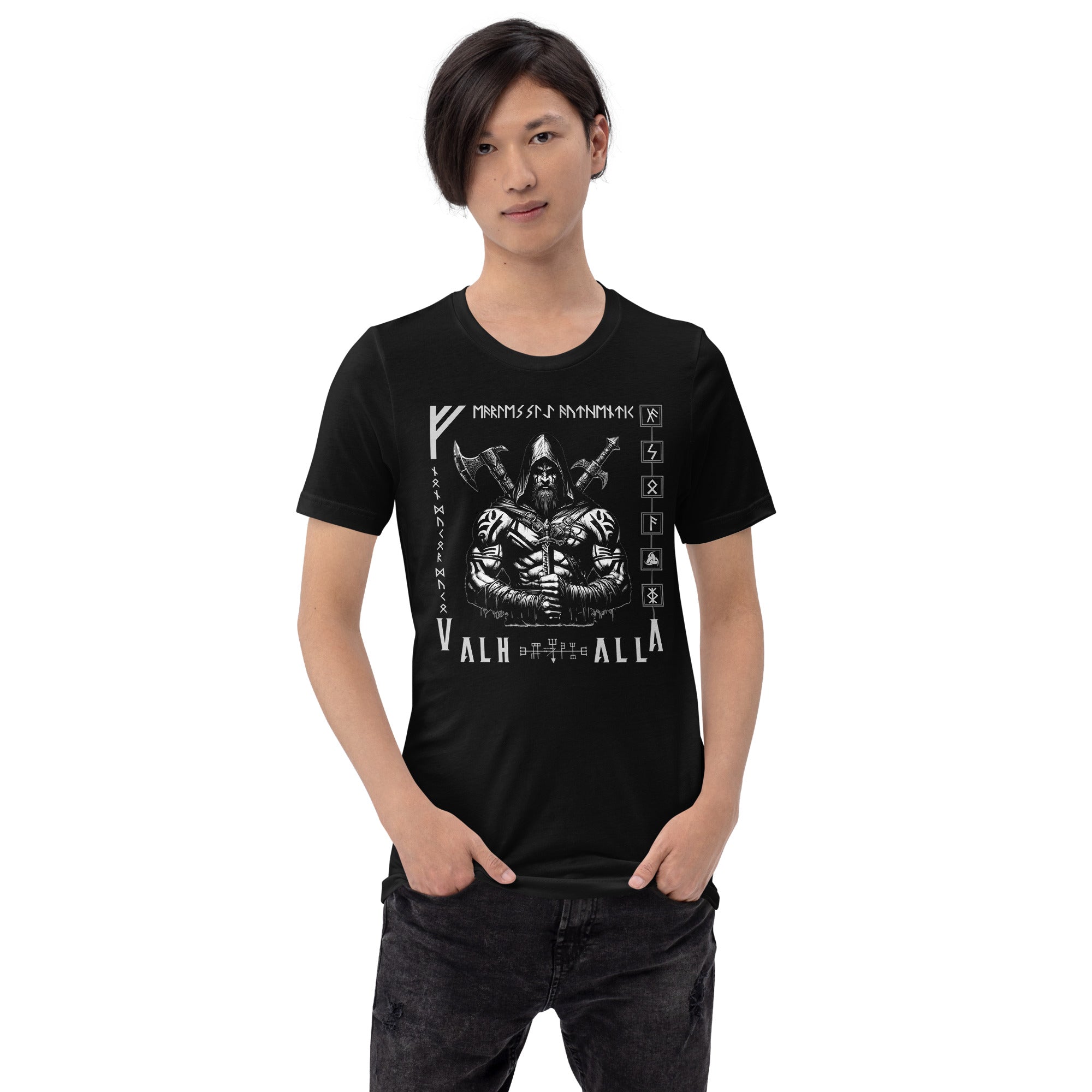 Viking Leader - Valhalla Norse Apparel Black White Short-Sleeve Unisex T-Shirt