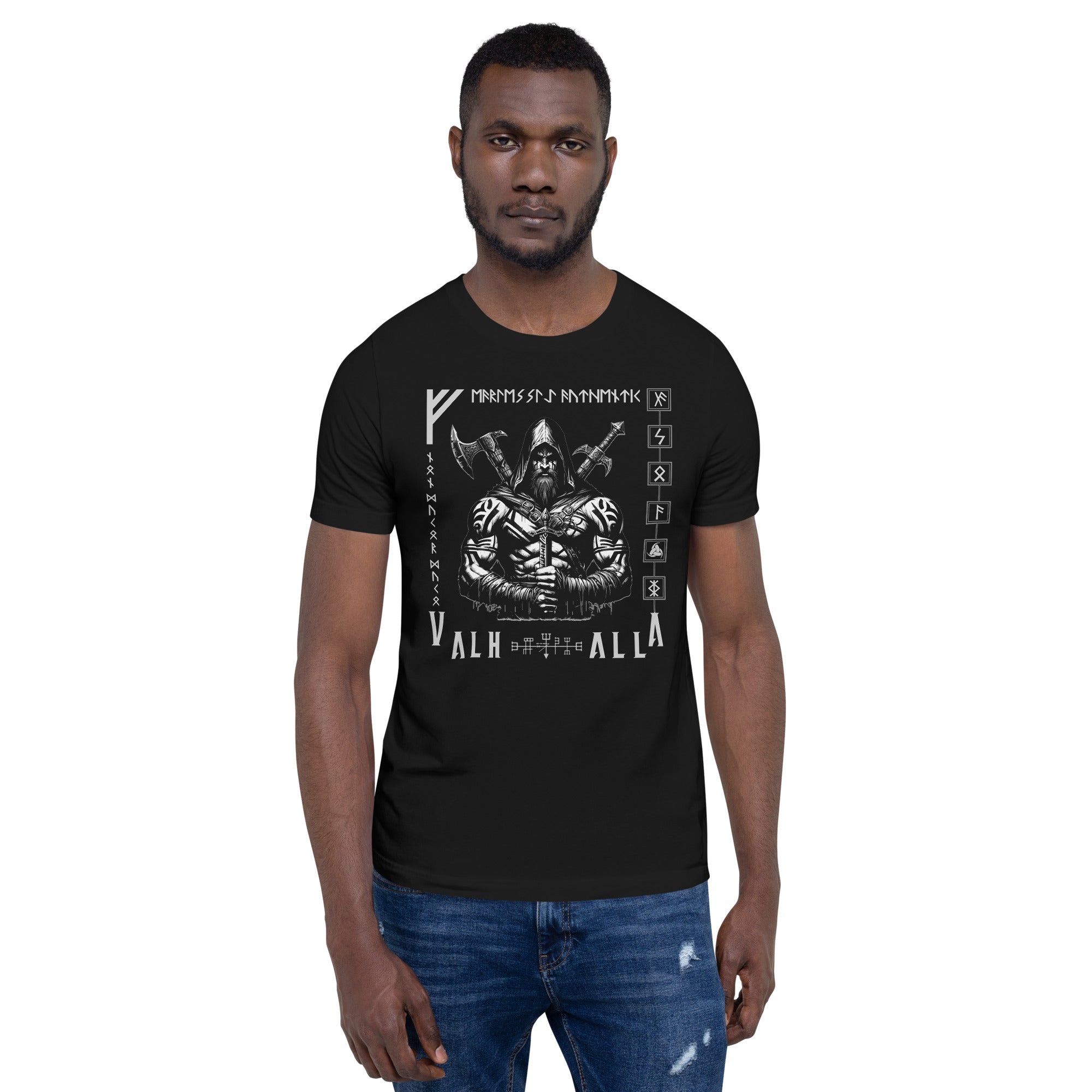 Viking Leader - Valhalla Norse Apparel Black White Short-Sleeve Unisex T-Shirt