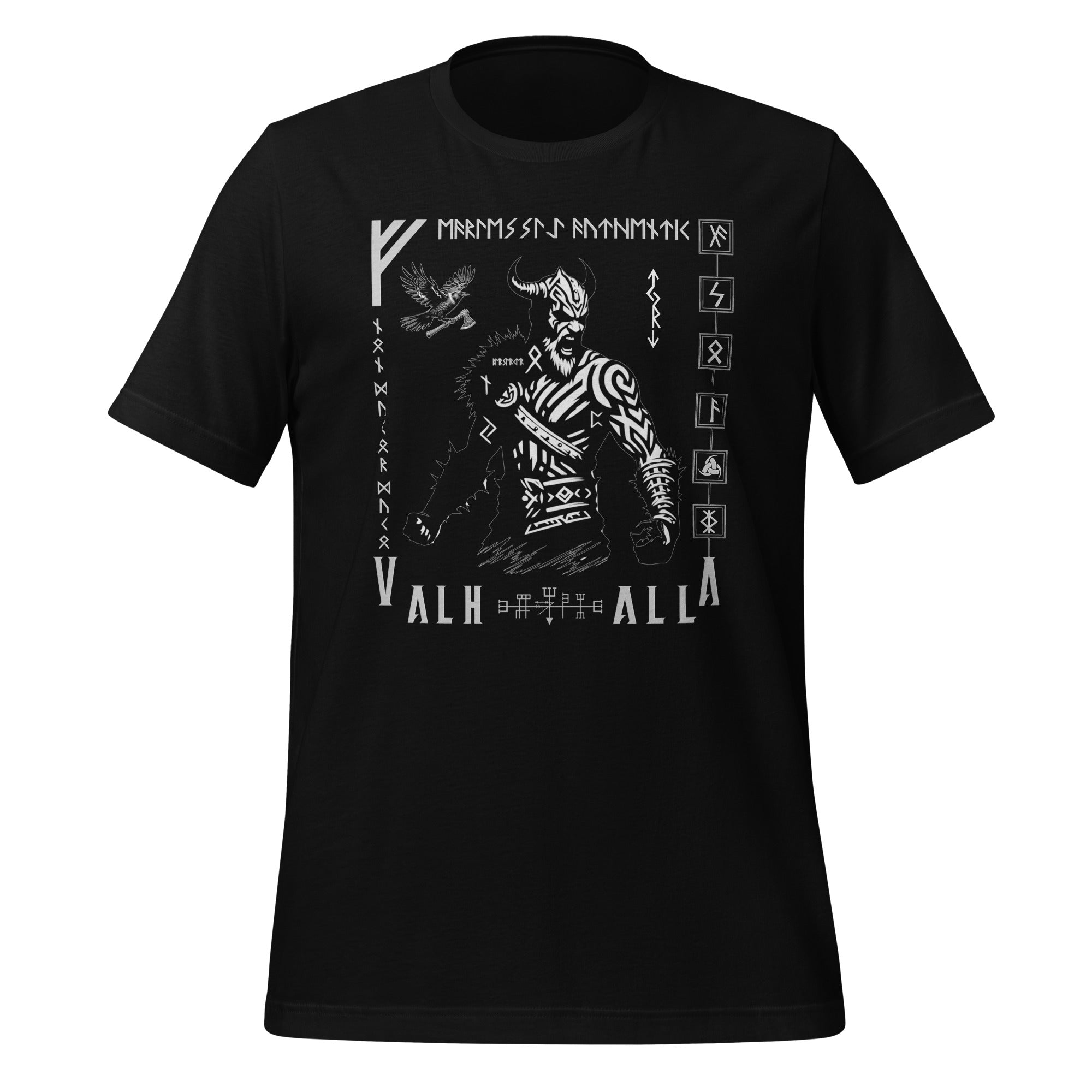 Viking Rampage - Valhalla Norse Apparel Black White Short-Sleeve Unisex T-Shirt