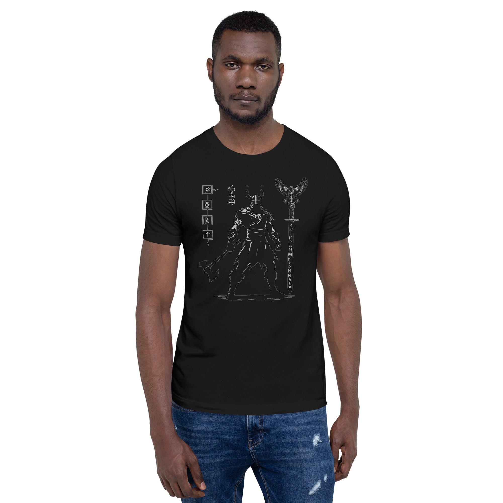 Viking Resolute - Valhalla Norse Apparel Black White Short-Sleeve Unisex T-Shirt