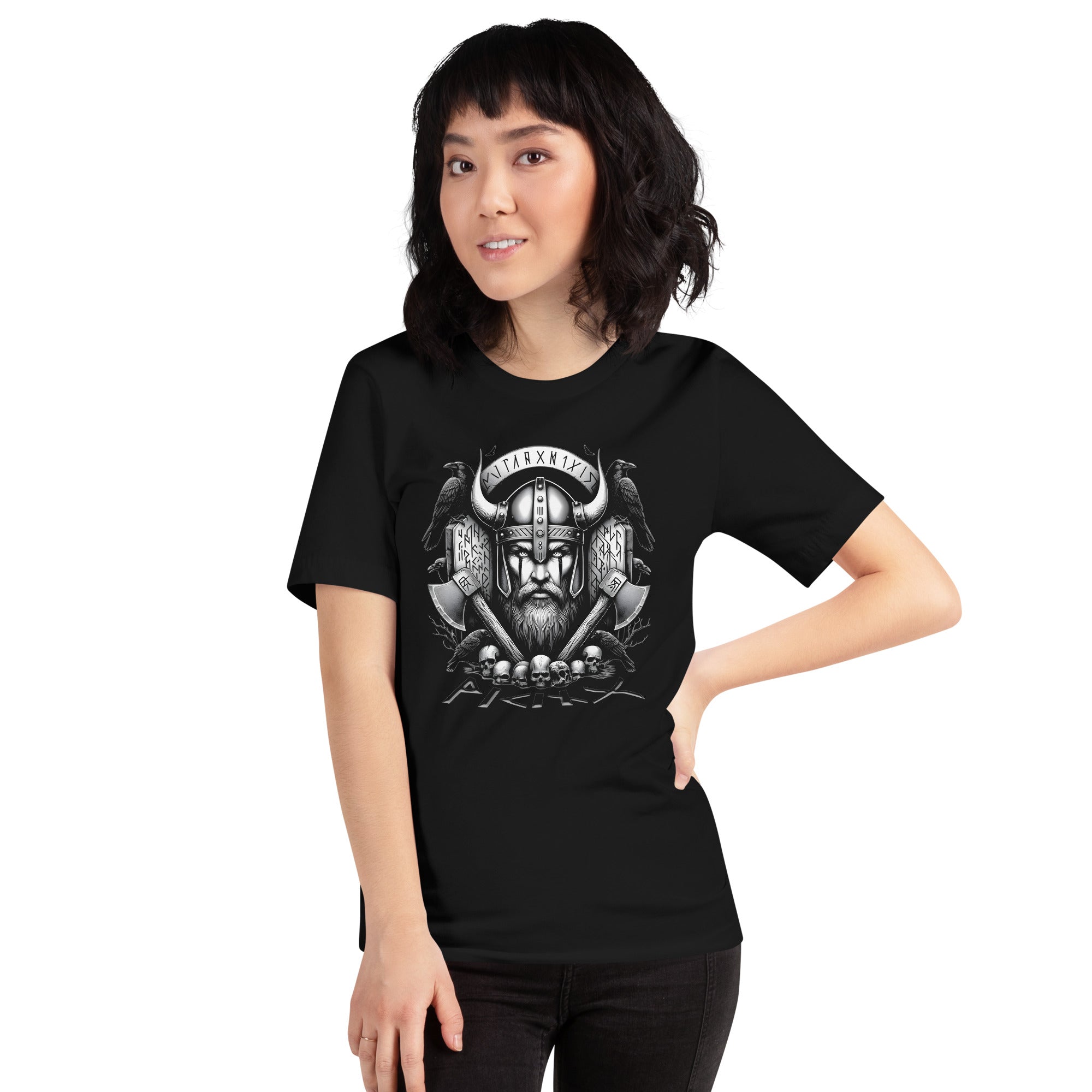 Viking Rememberance - Valhalla Norse Apparel Black White Short-Sleeve Unisex T-Shirt