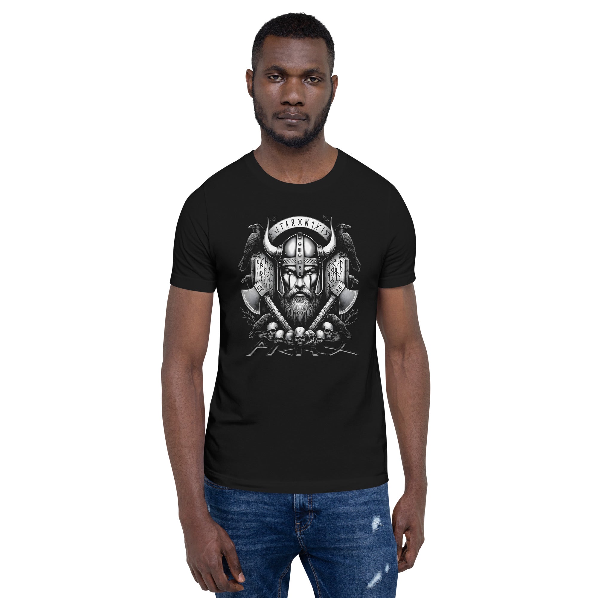 Viking Rememberance - Valhalla Norse Apparel Black White Short-Sleeve Unisex T-Shirt