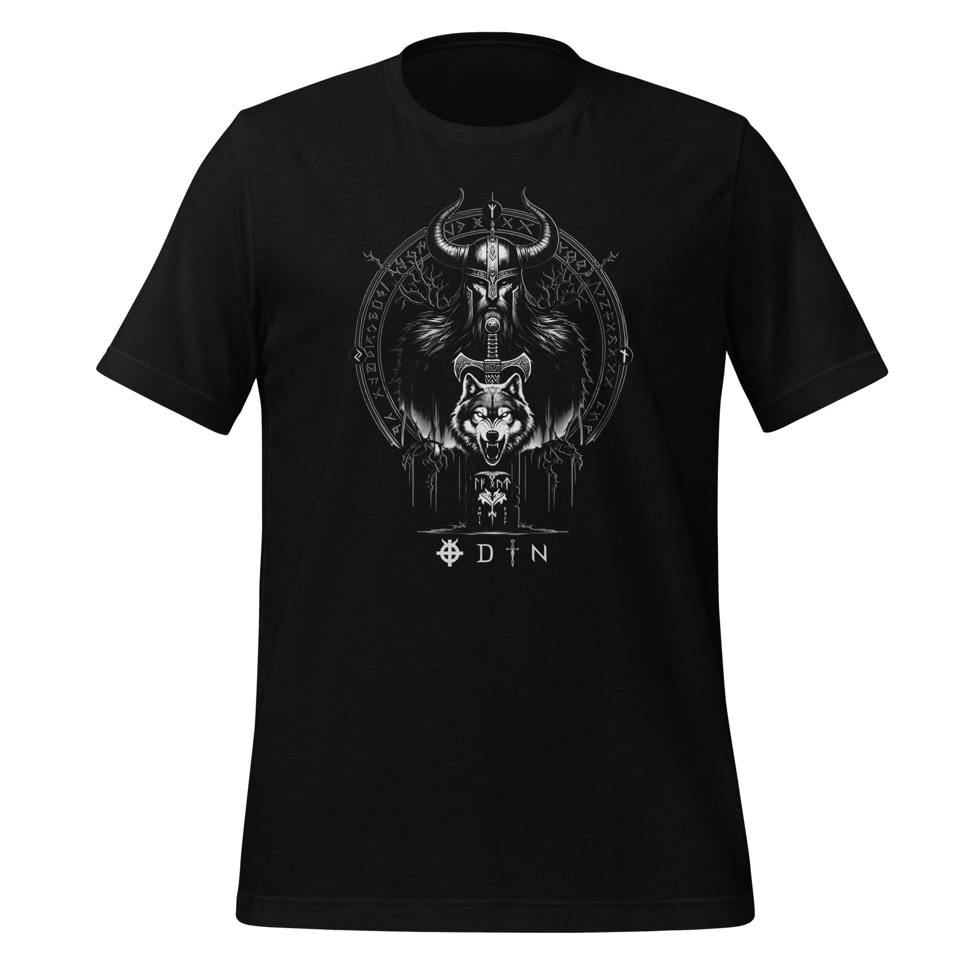 Viking Legend - Valhalla Norse Apparel Black White Short-Sleeve Unisex T-Shirt