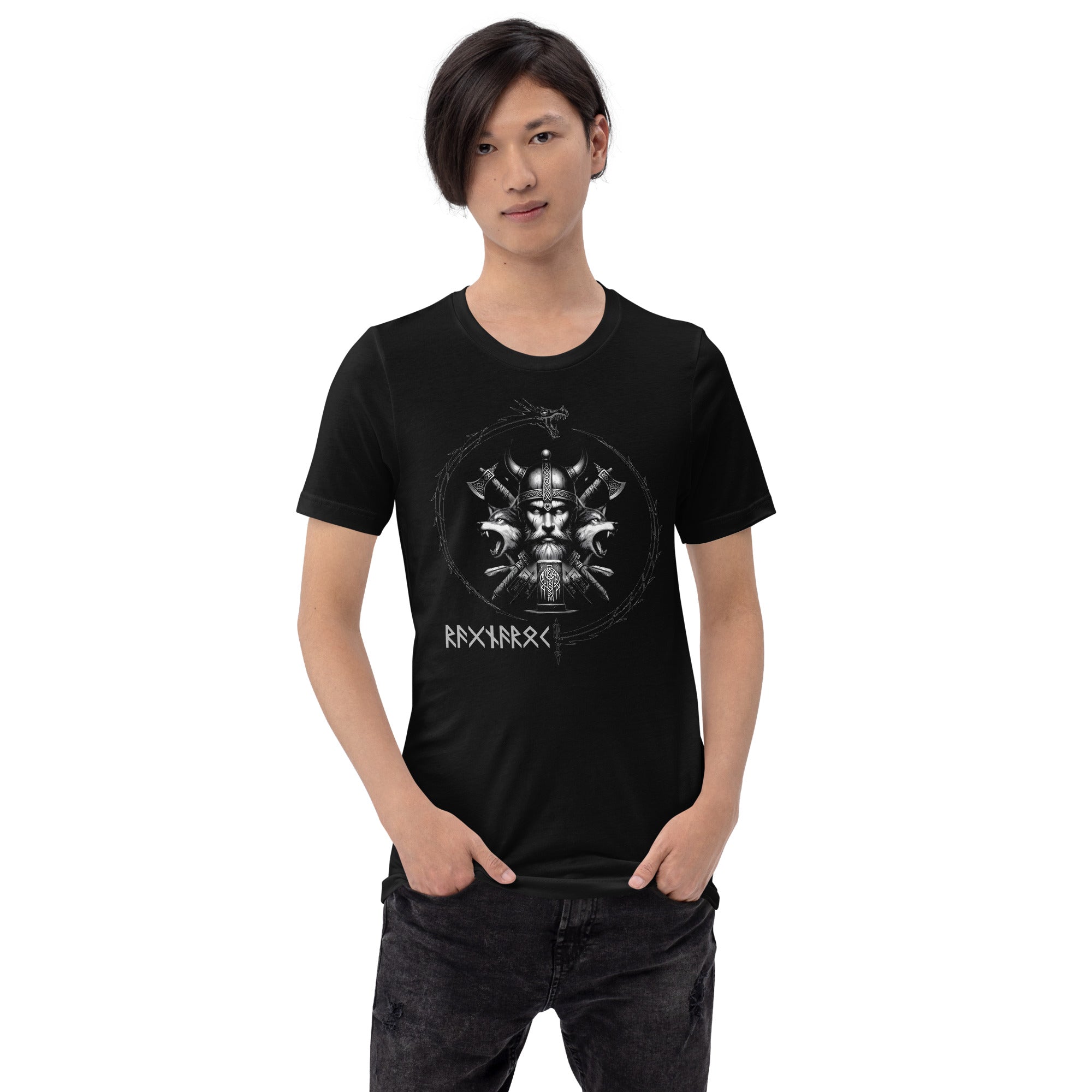 Viking Fury - Valhalla Norse Apparel Black White Short-Sleeve Unisex T-Shirt