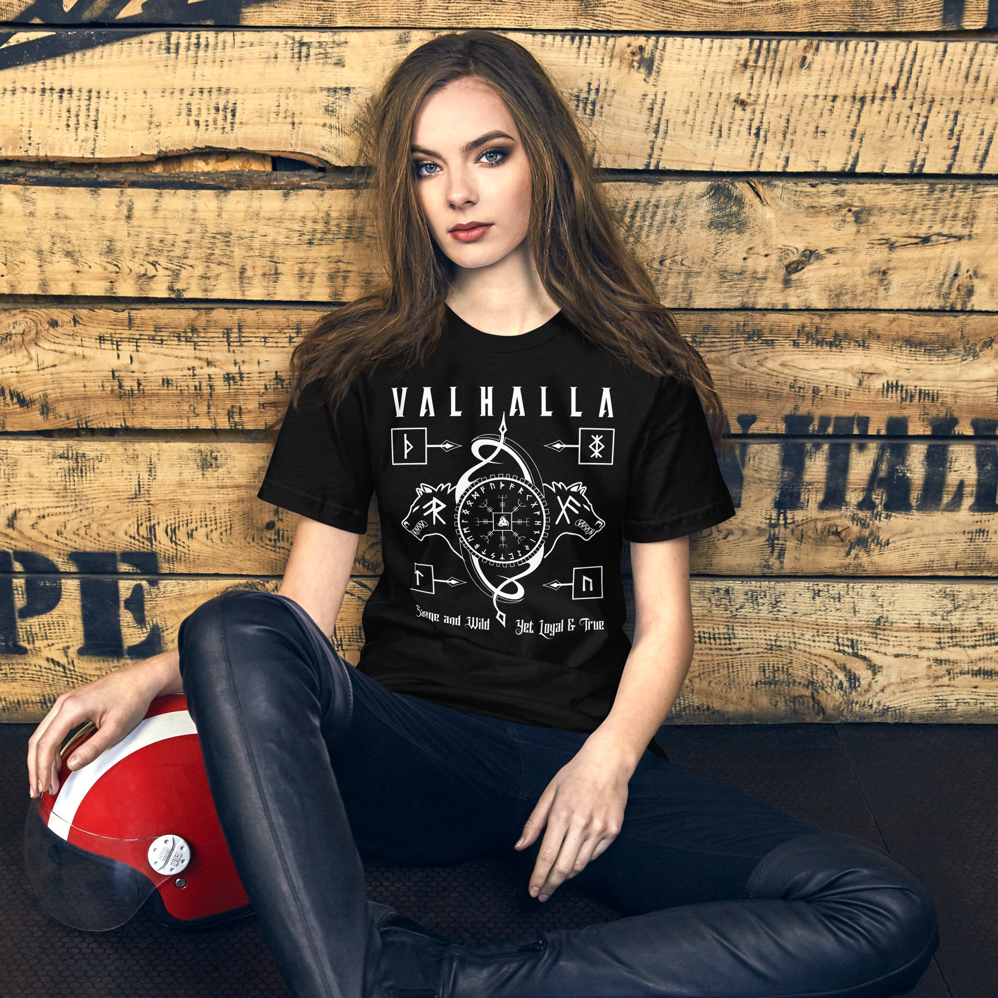 Viking Wolves - Valhalla Norse Apparel Black White Short-Sleeve Unisex T-Shirt