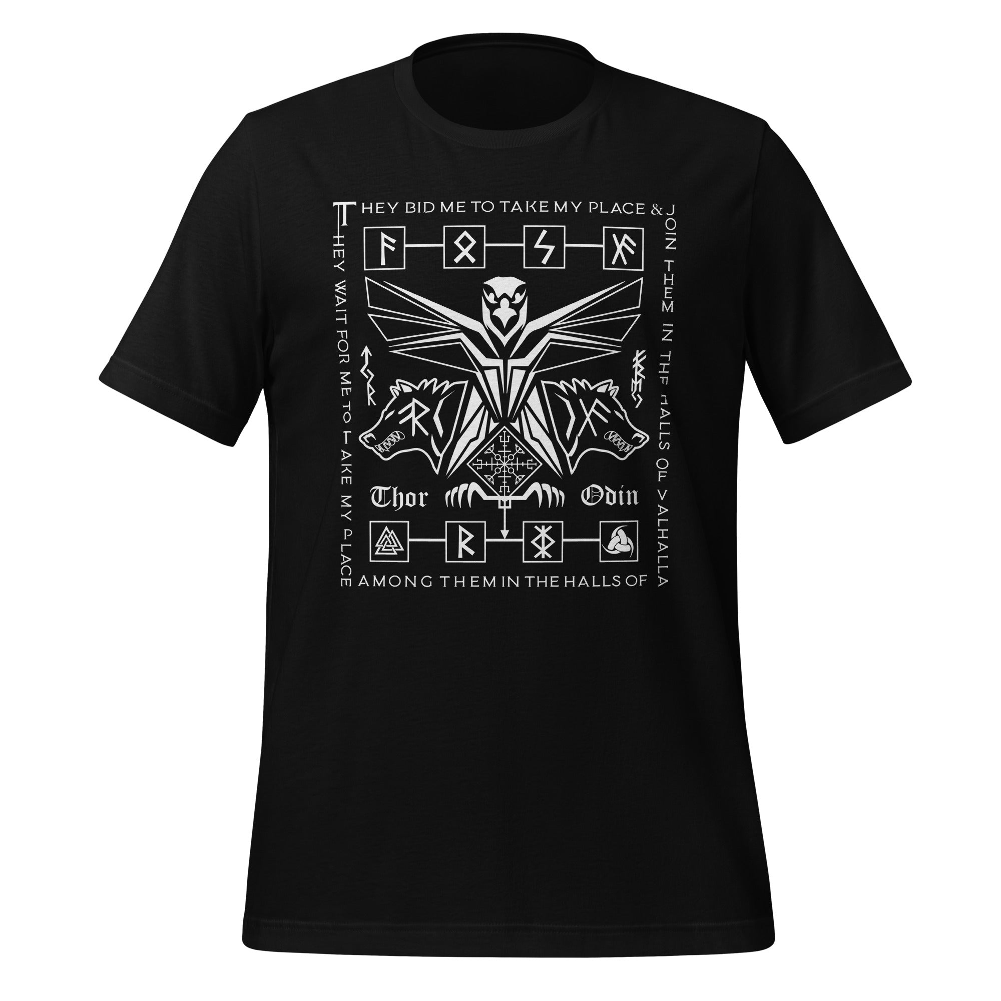 Viking Guardians - Valhalla Norse Apparel Black White Short-Sleeve Unisex T-Shirt