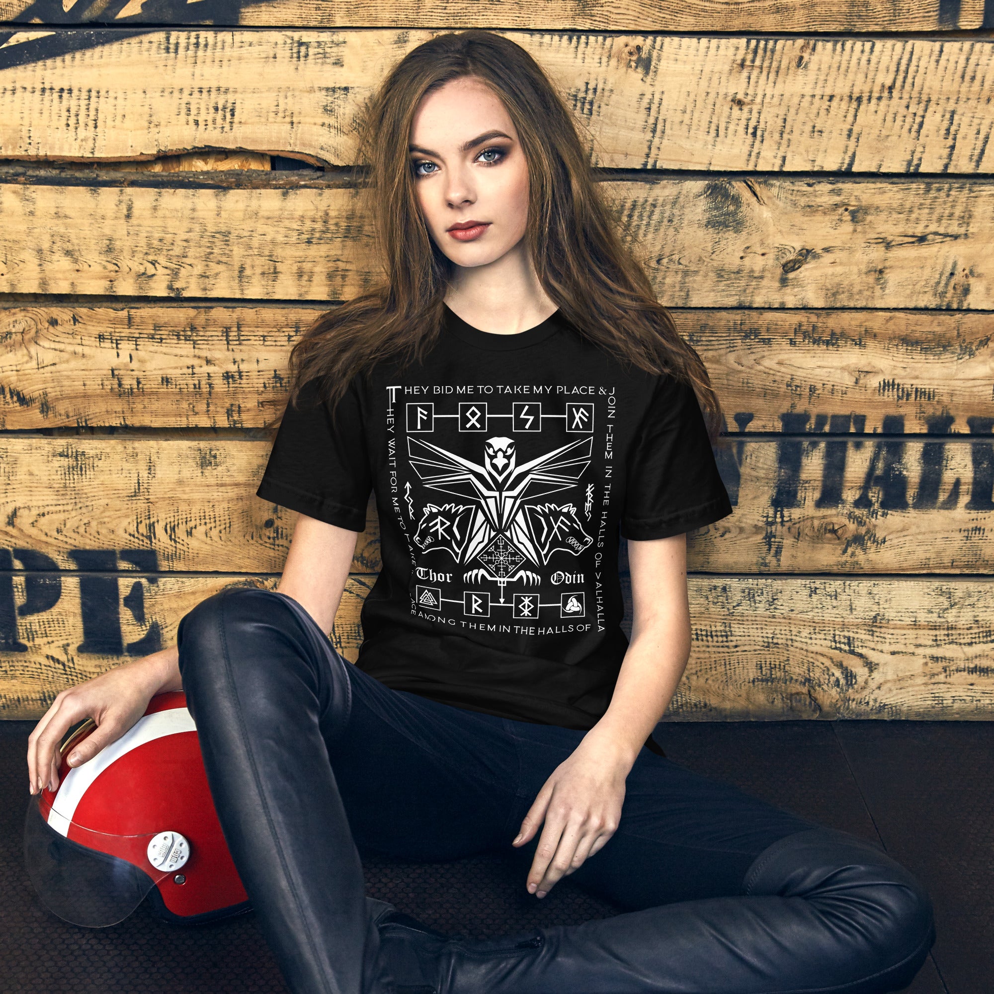 Viking Guardians - Valhalla Norse Apparel Black White Short-Sleeve Unisex T-Shirt