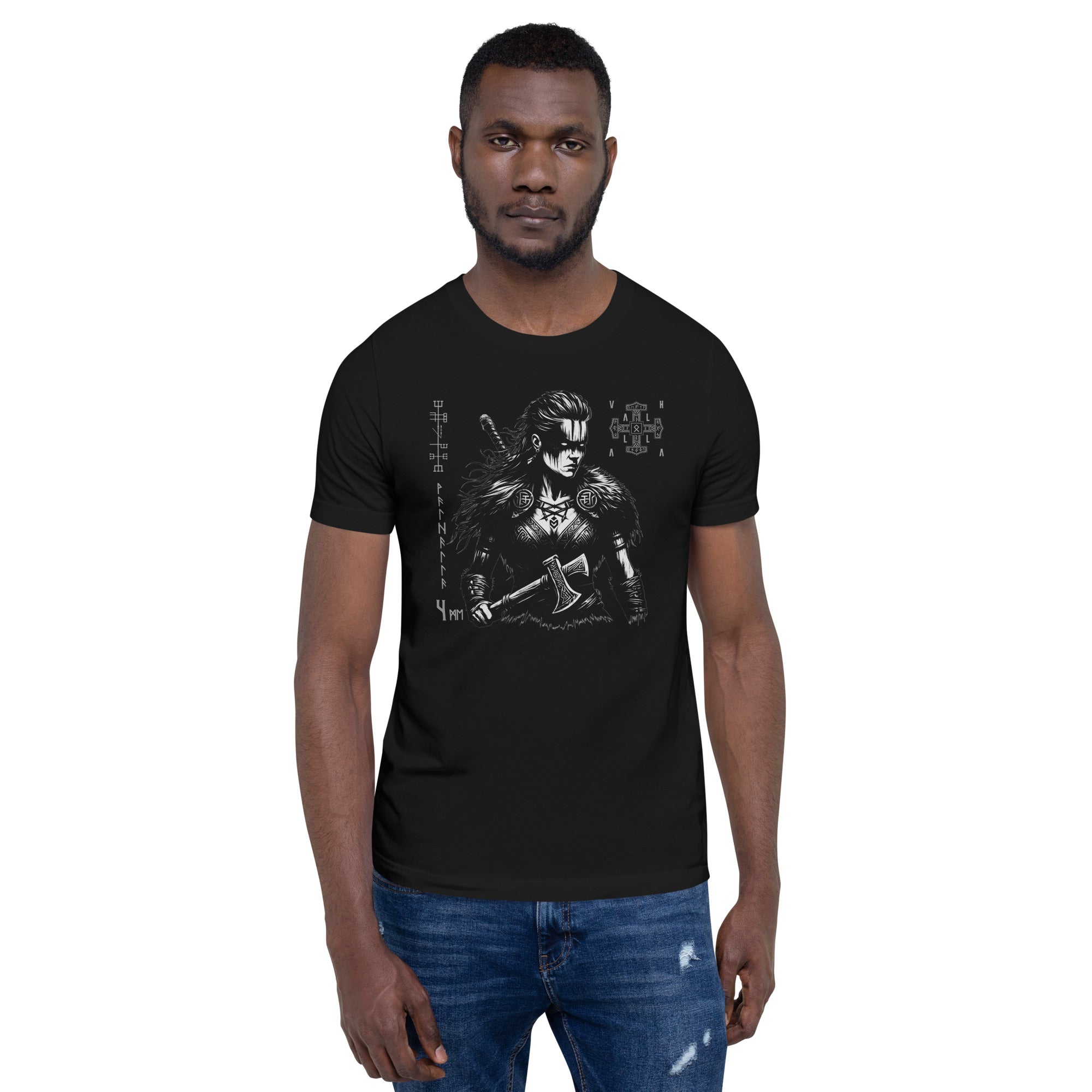 Viking Wrath - Valhalla Norse Apparel Black White Design Short-Sleeve Unisex T-Shirt