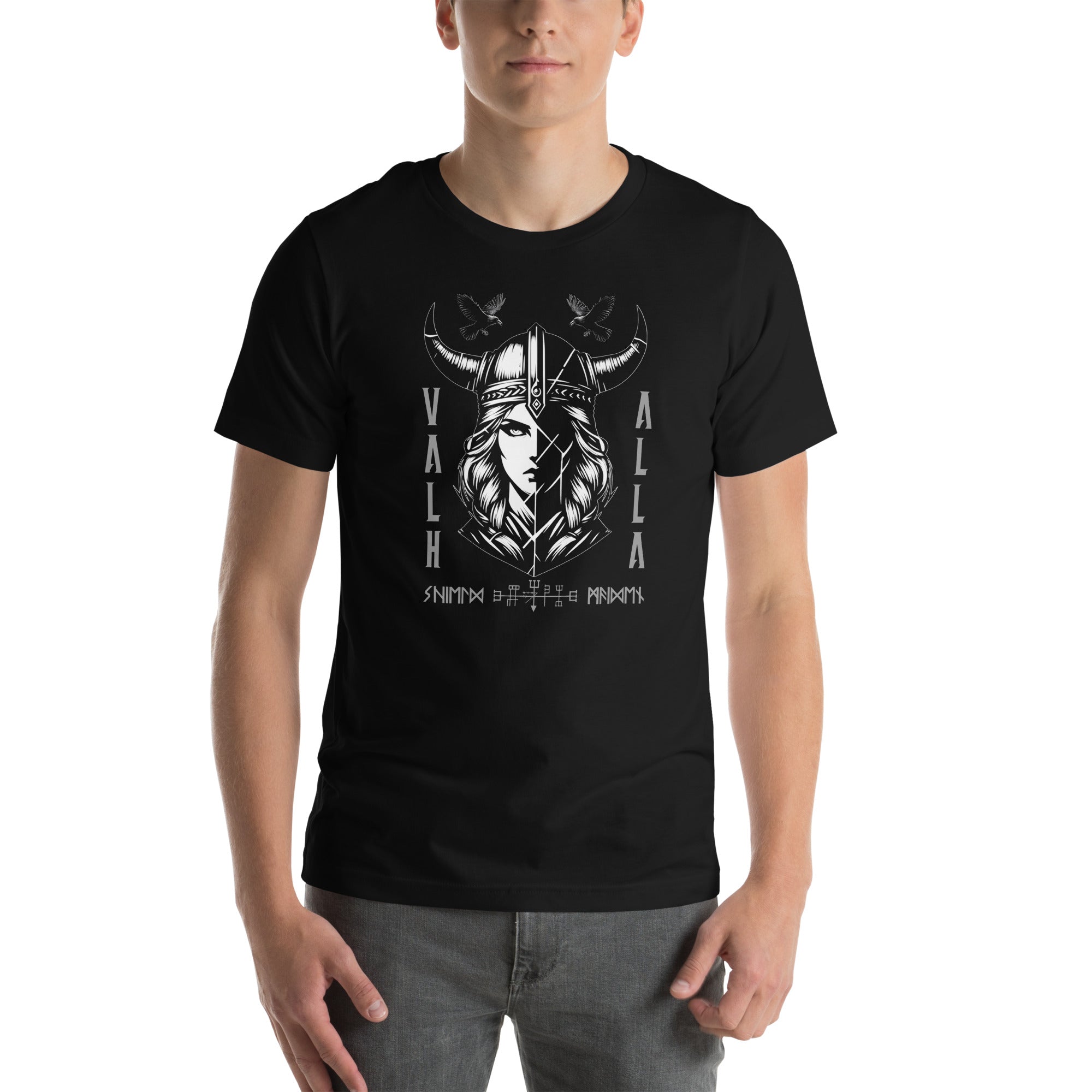 Viking Norsewoman - Valhalla Apparel Black White Design Short-Sleeve Unisex T-Shirt