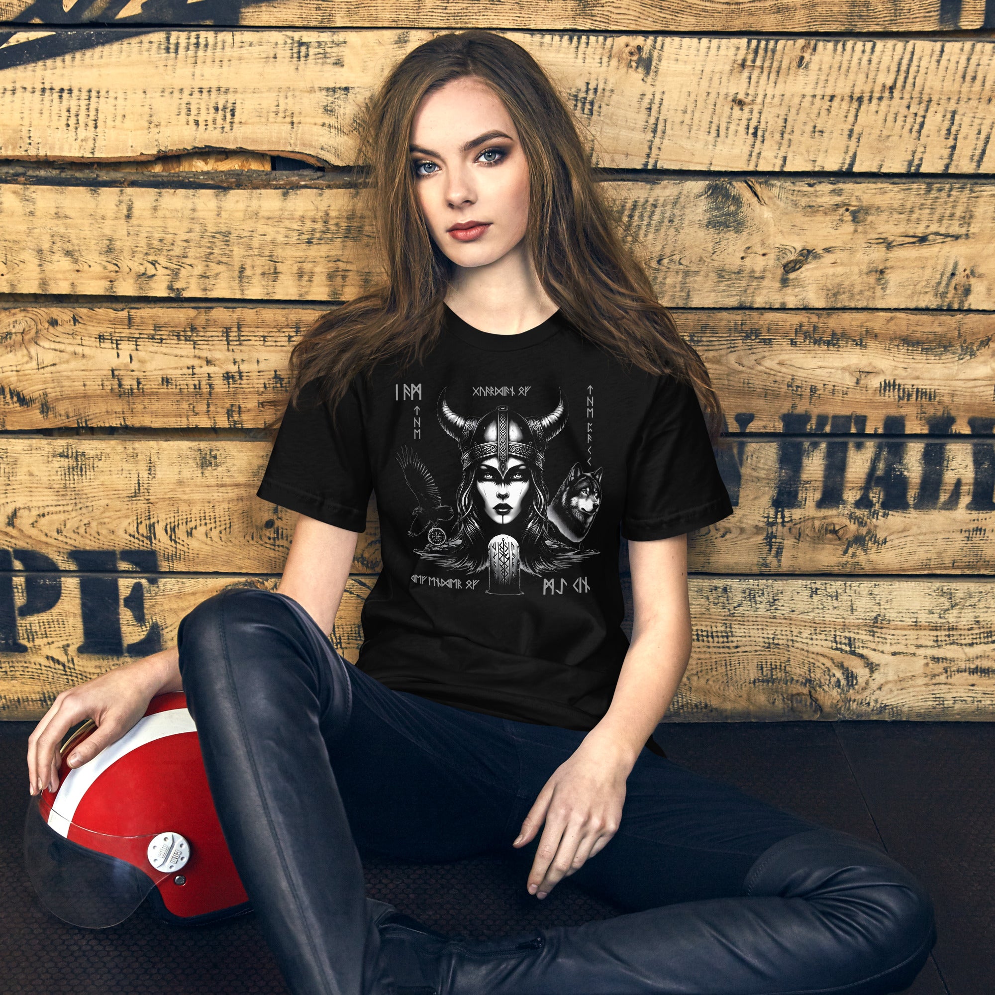 Viking Guardian - Valhalla Norse Apparel Black White Design Short-Sleeve Unisex T-Shirt