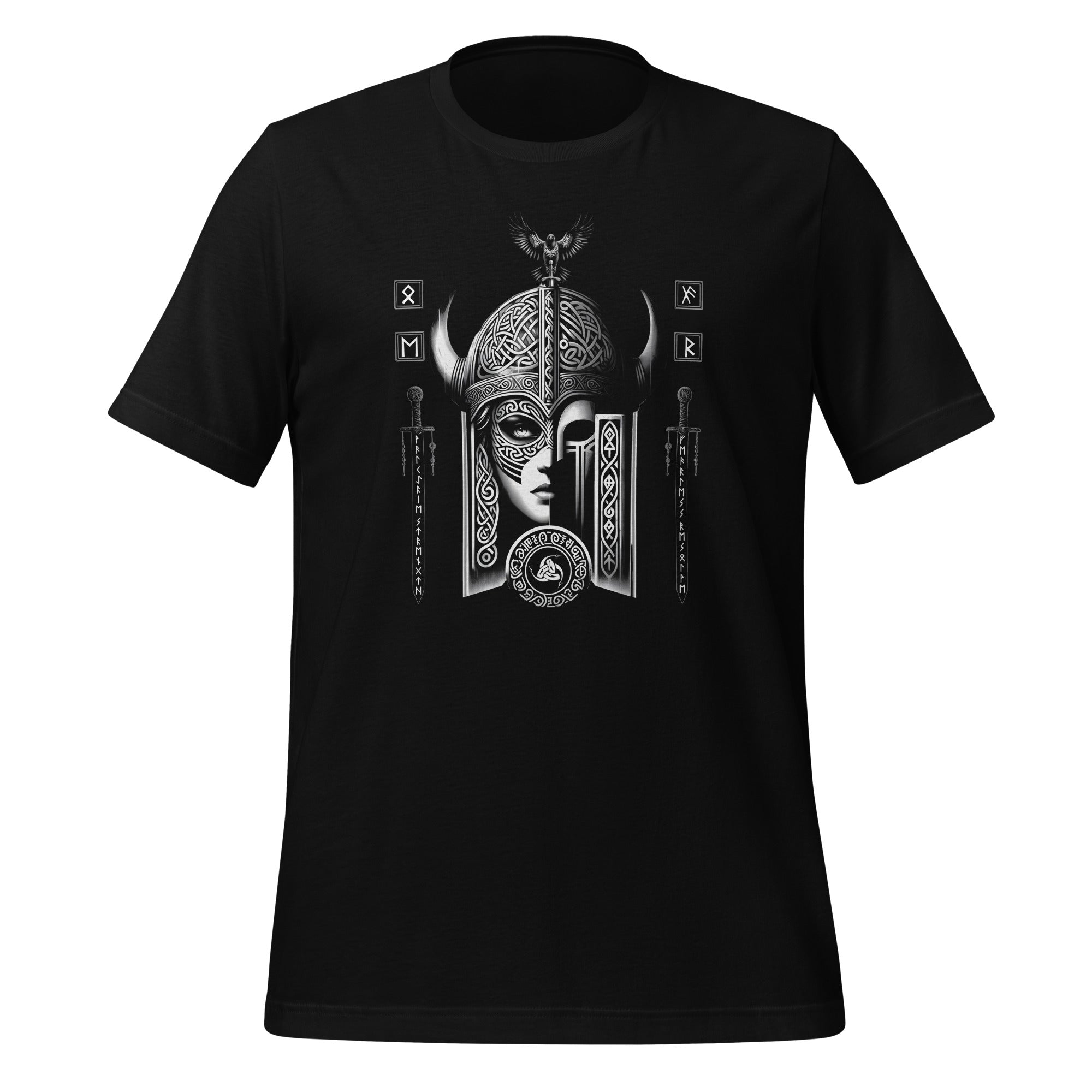 Viking Shield - Valhalla Norse Apparel Black White Design Short-Sleeve Unisex T-Shirt