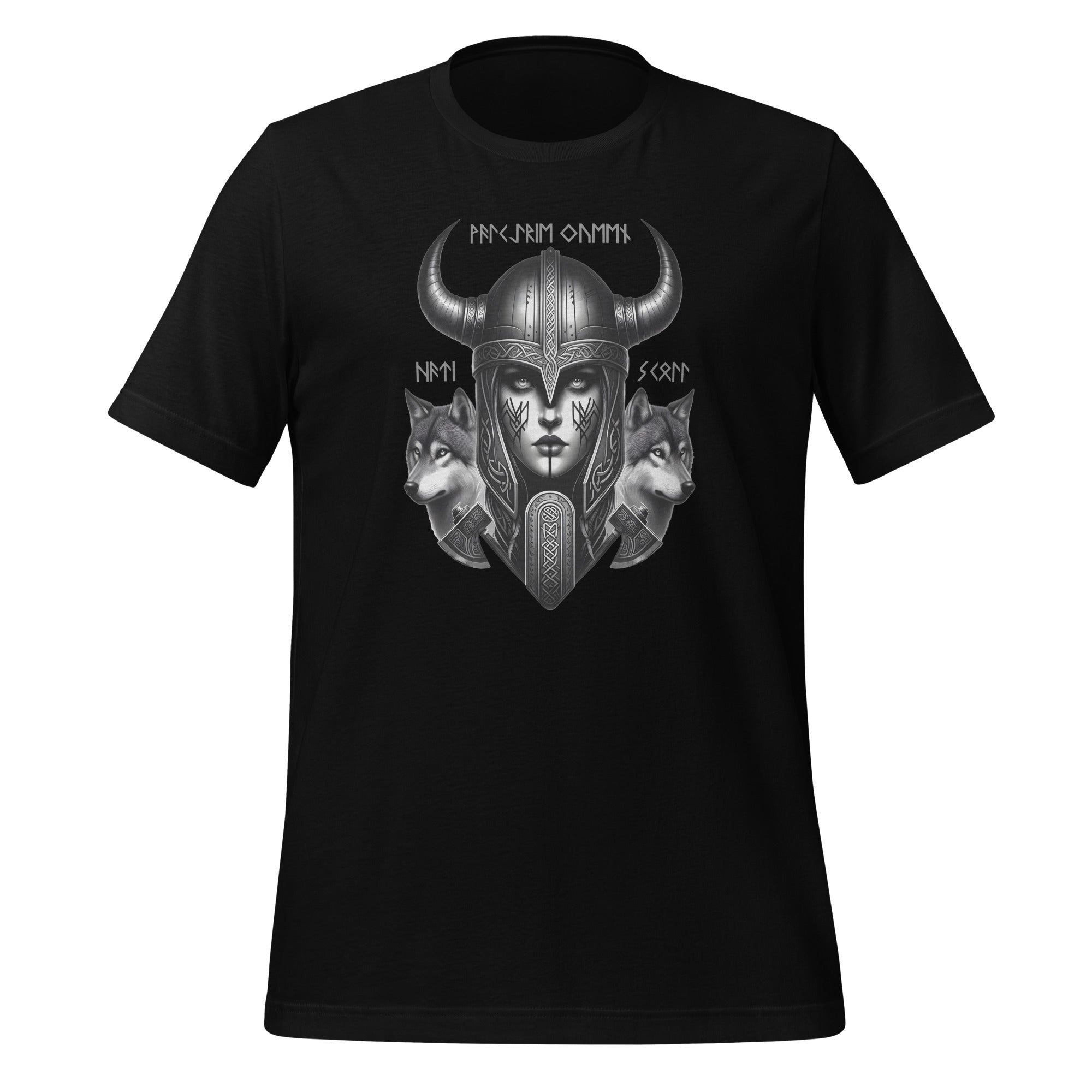 Viking Wolfsmaiden - Valhalla Norse Apparel Black White Design Short-Sleeve Unisex T-Shirt