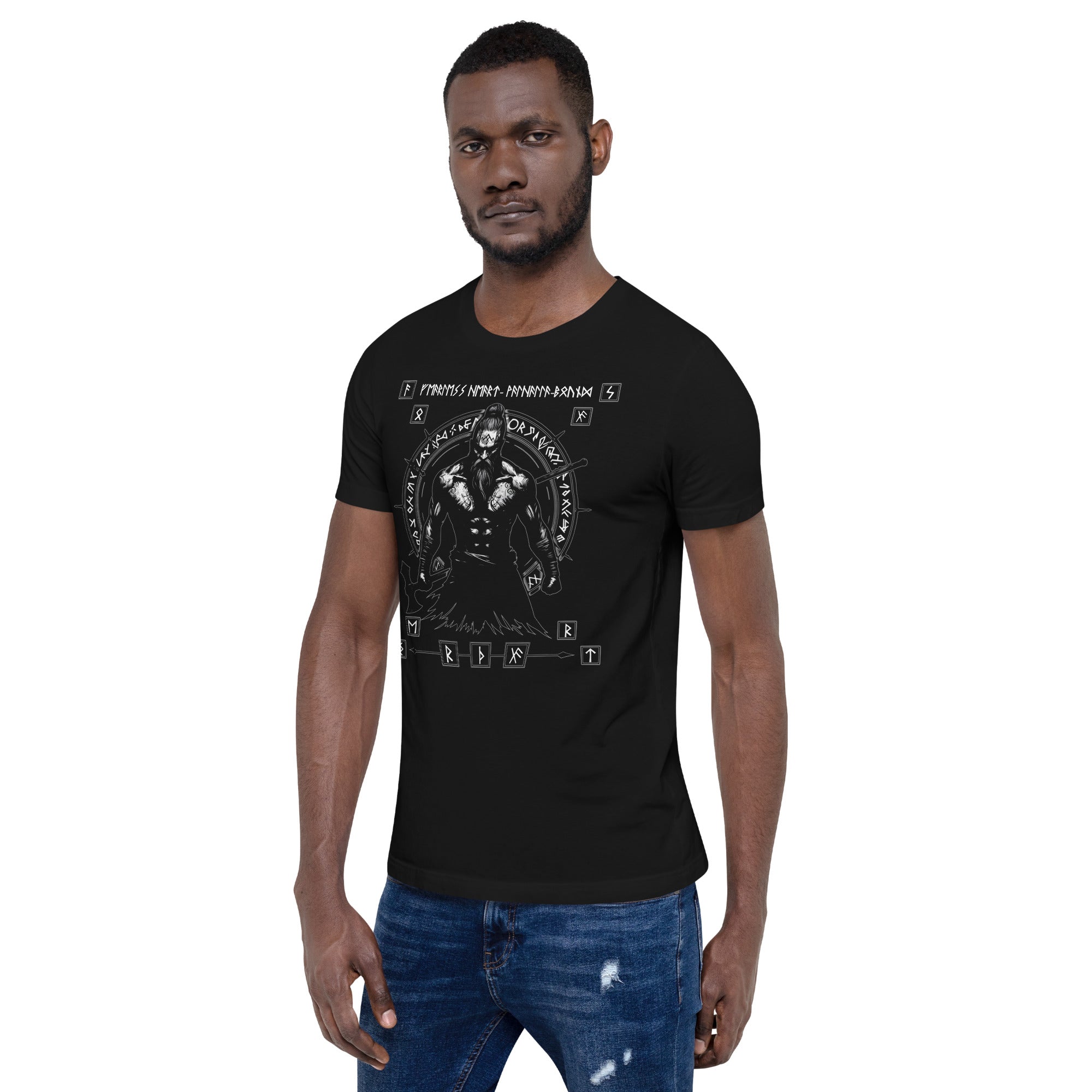 Viking Fearless - Valhalla Apparel Black White Short-Sleeve Unisex T-Shirt