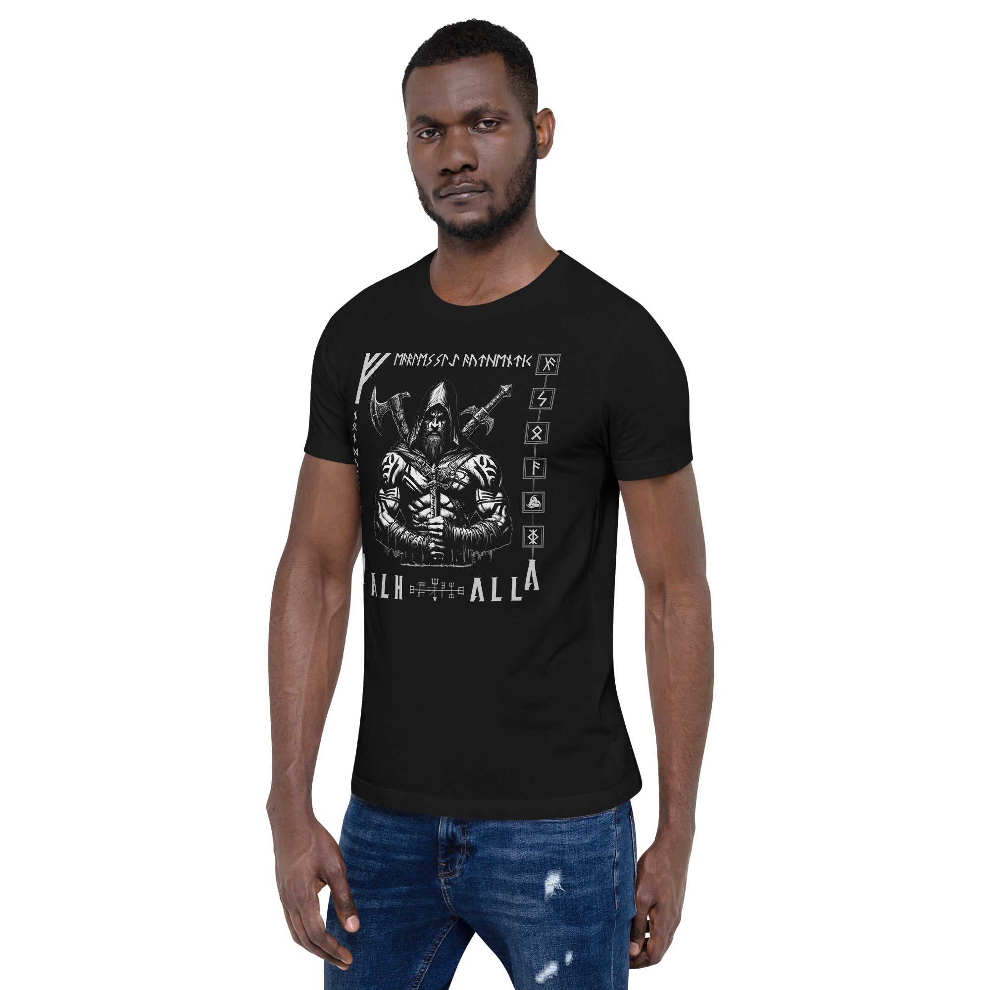 Viking Leader - Valhalla Norse Apparel Black White Short-Sleeve Unisex T-Shirt