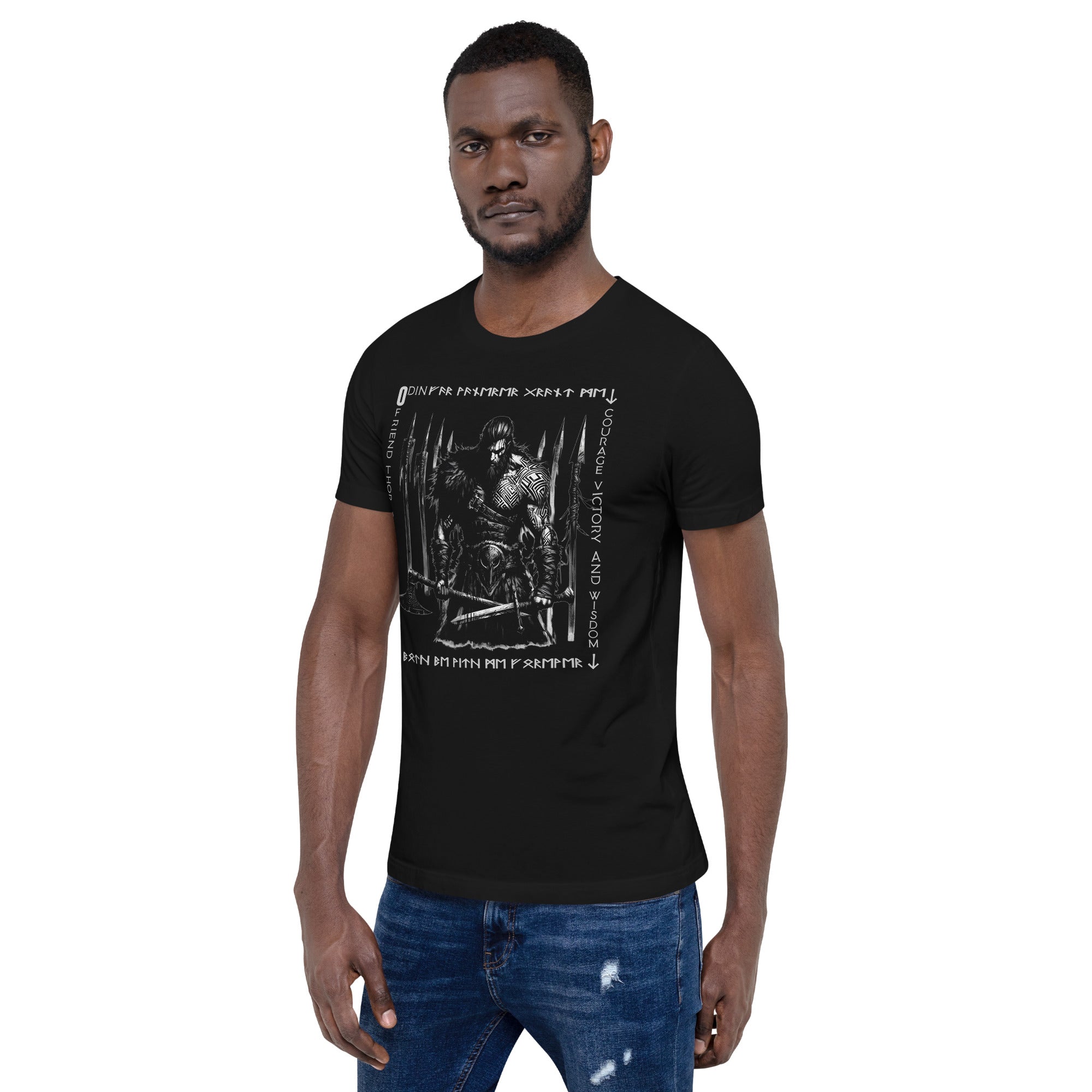 Viking Wanderer - Valhalla Apparel Black White Short-Sleeve Unisex T-Shirt