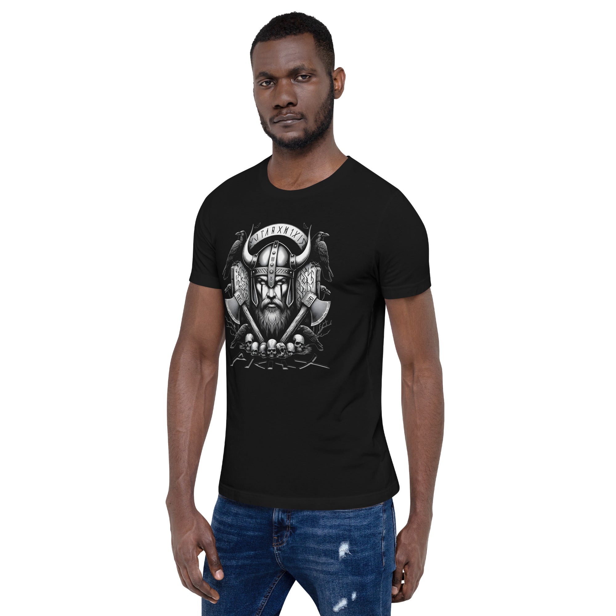 Viking Rememberance - Valhalla Norse Apparel Black White Short-Sleeve Unisex T-Shirt