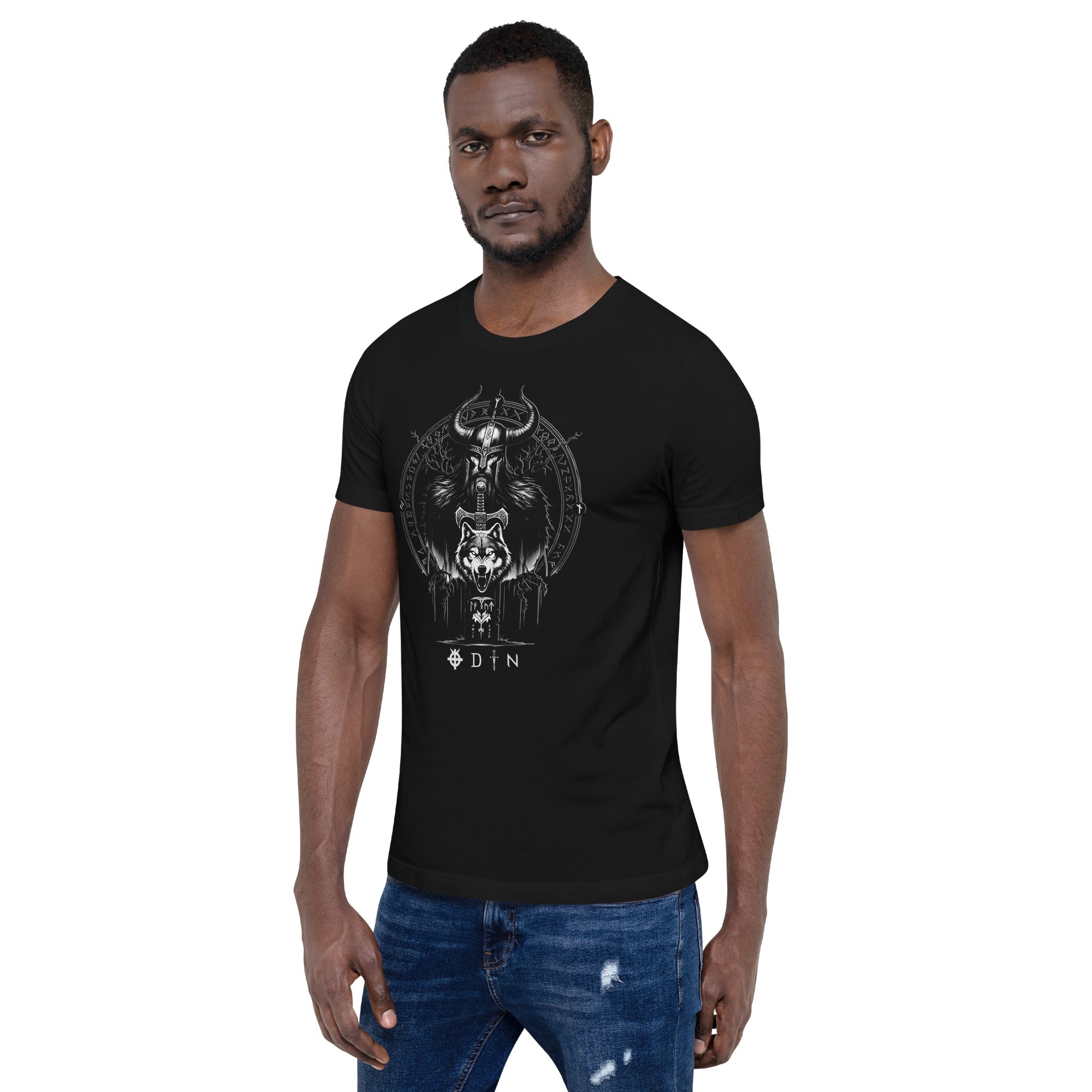 Viking Legend - Valhalla Norse Apparel Black White Short-Sleeve Unisex T-Shirt