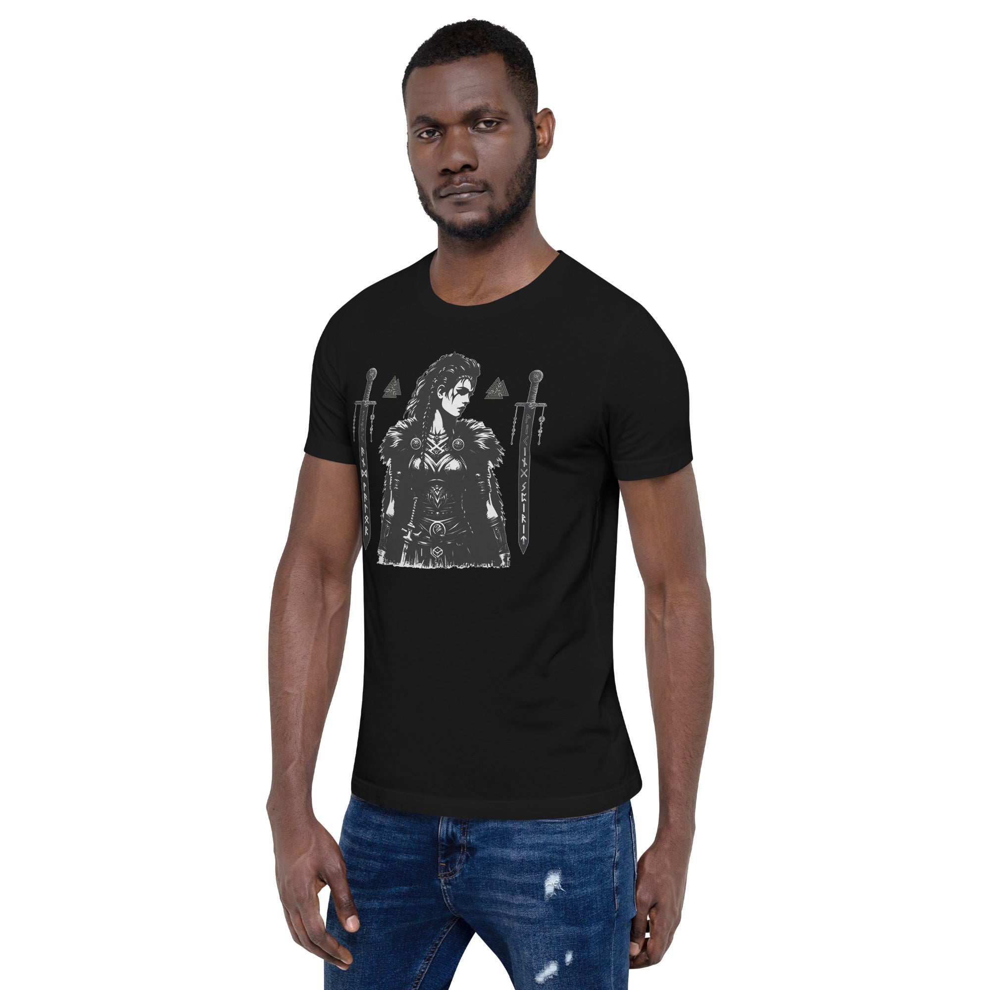 Viking Spirit - Valhalla Norse Apparel Black White Design Short-Sleeve Unisex T-Shirt