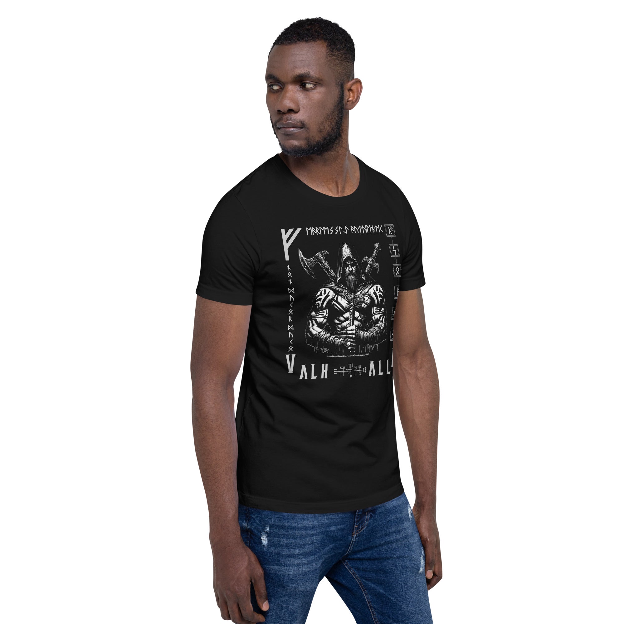 Viking Leader - Valhalla Norse Apparel Black White Short-Sleeve Unisex T-Shirt