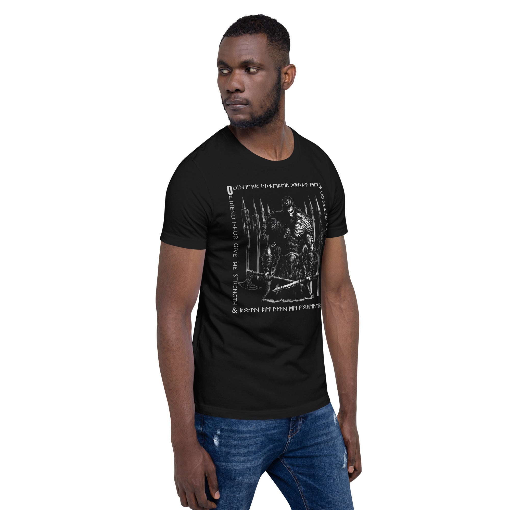 Viking Wanderer - Valhalla Apparel Black White Short-Sleeve Unisex T-Shirt