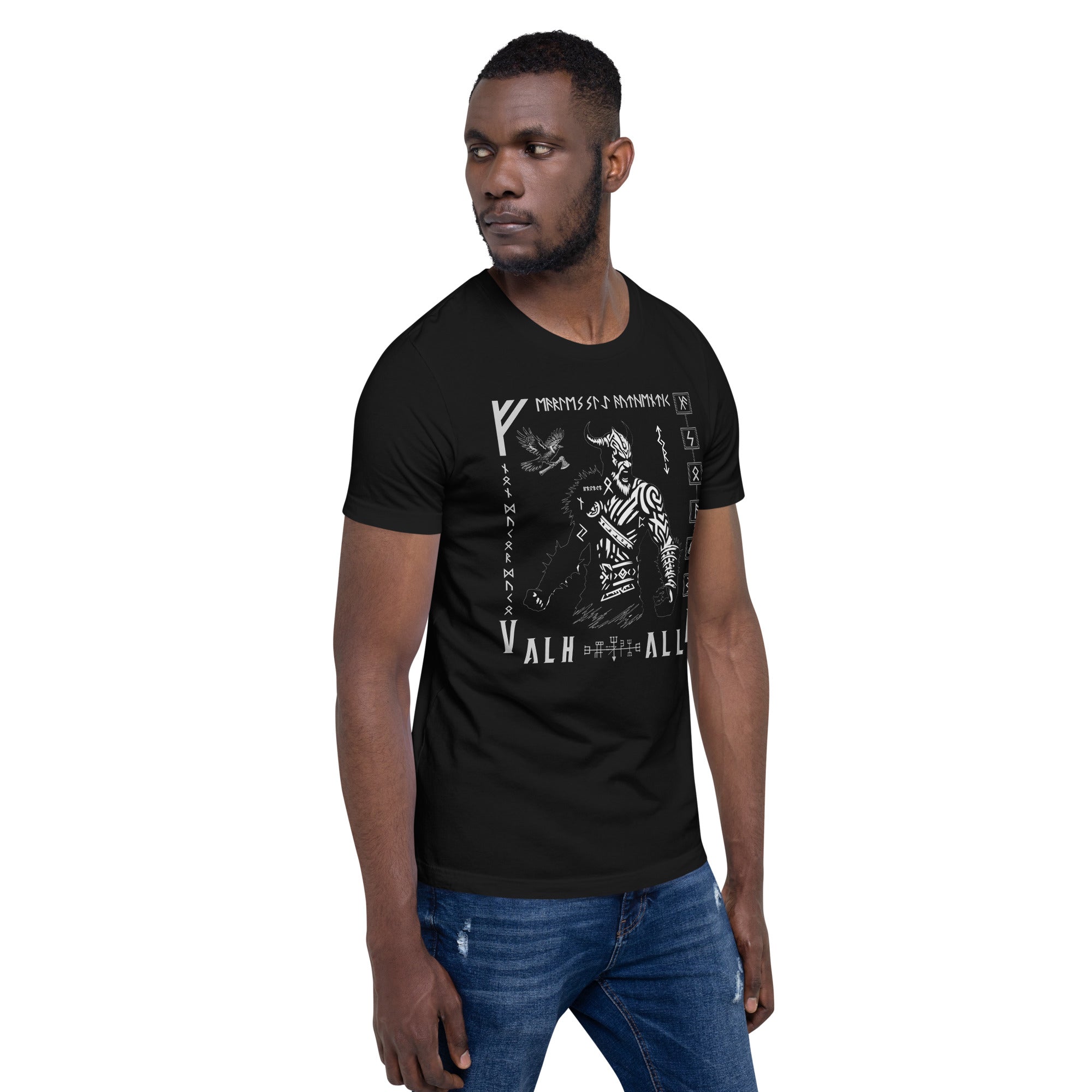 Viking Rampage - Valhalla Norse Apparel Black White Short-Sleeve Unisex T-Shirt