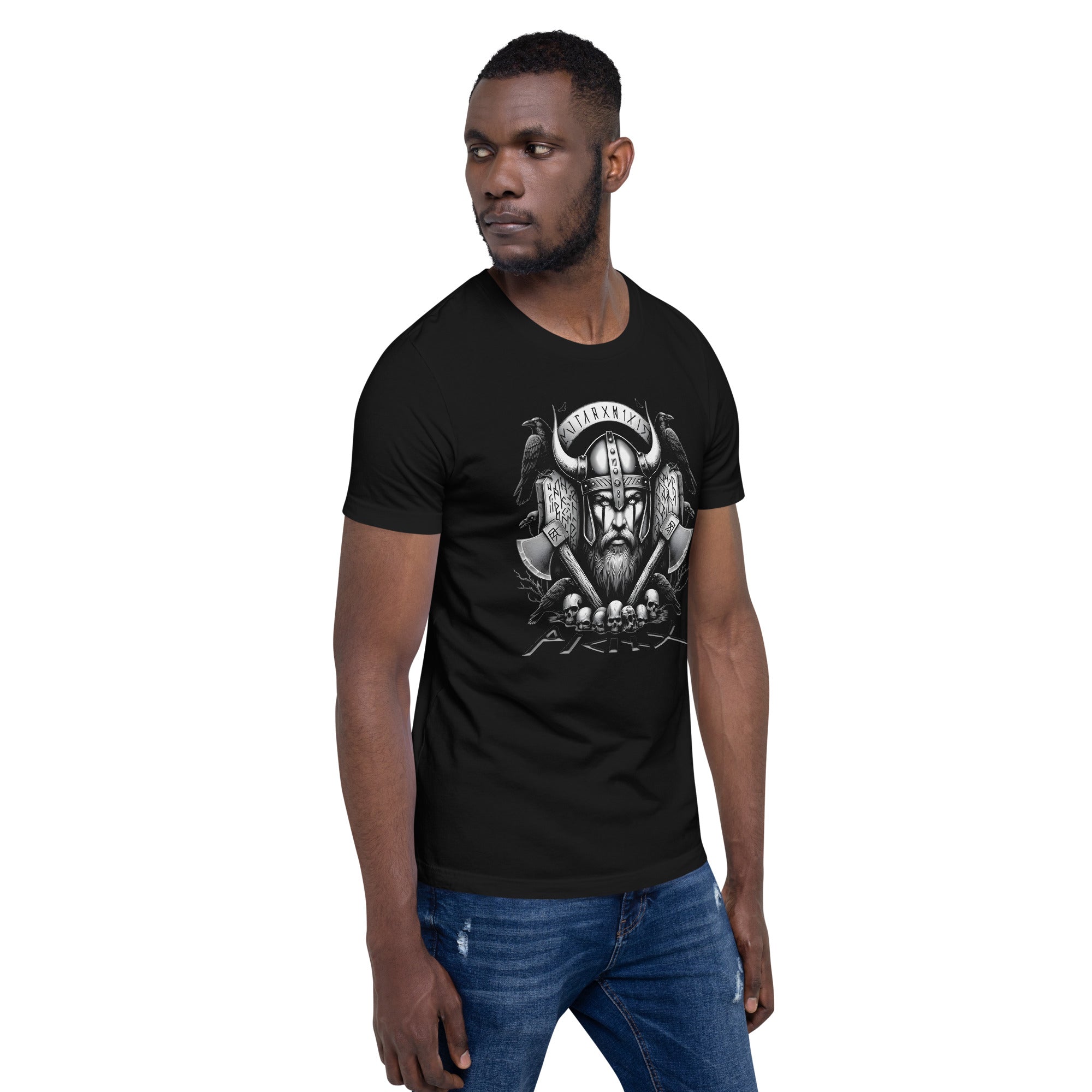 Viking Rememberance - Valhalla Norse Apparel Black White Short-Sleeve Unisex T-Shirt