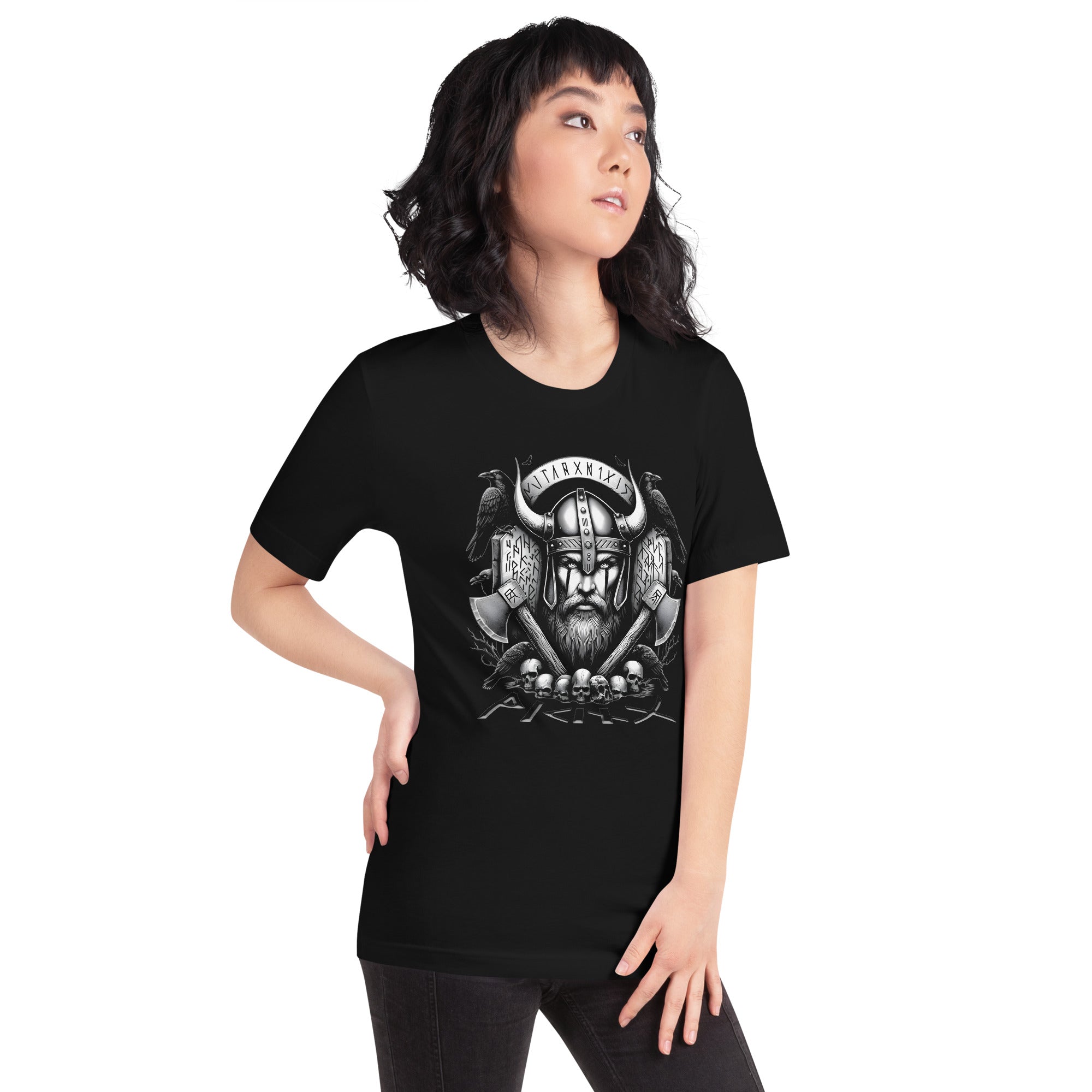 Viking Rememberance - Valhalla Norse Apparel Black White Short-Sleeve Unisex T-Shirt