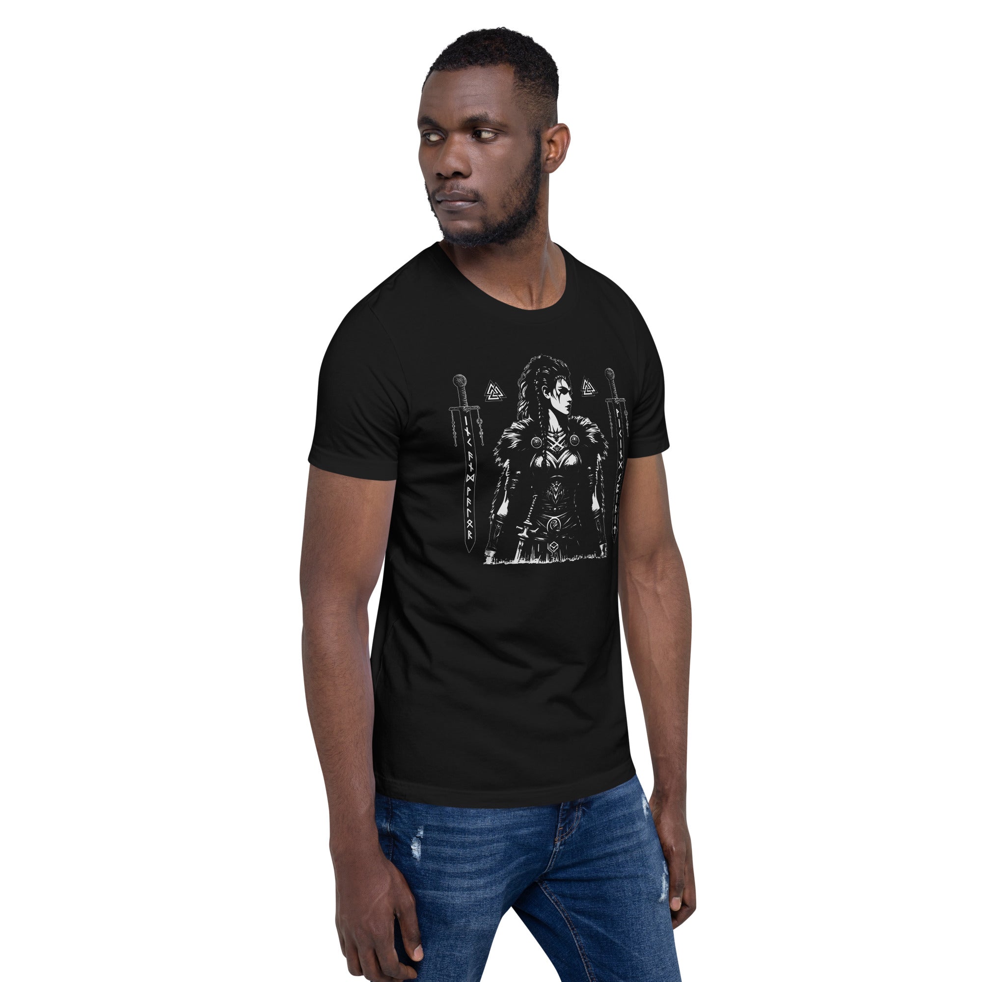 Viking Spirit - Valhalla Norse Apparel Black White Design Short-Sleeve Unisex T-Shirt