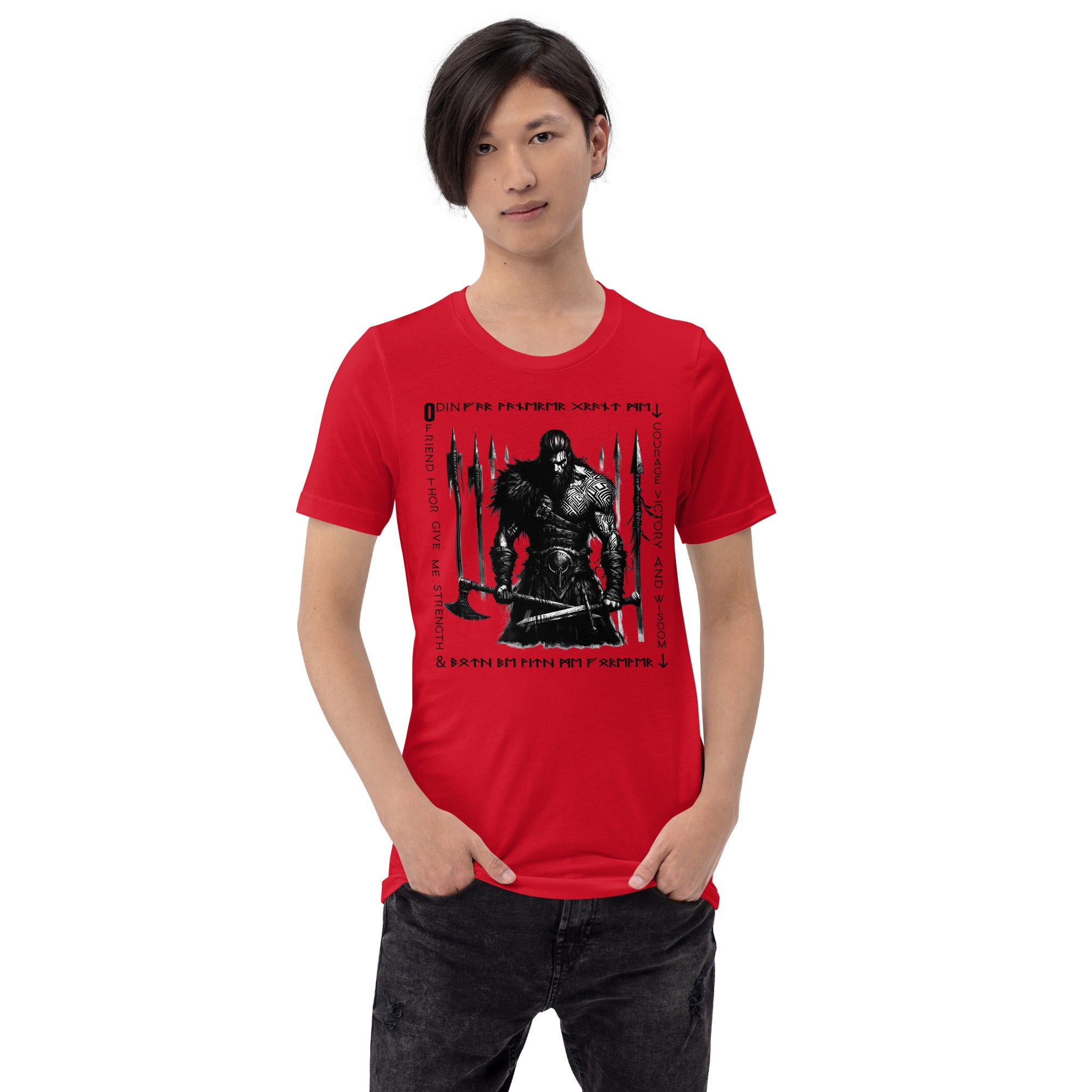 Viking Wanderer - Valhalla Apparel Black White Short-Sleeve Unisex T-Shirt