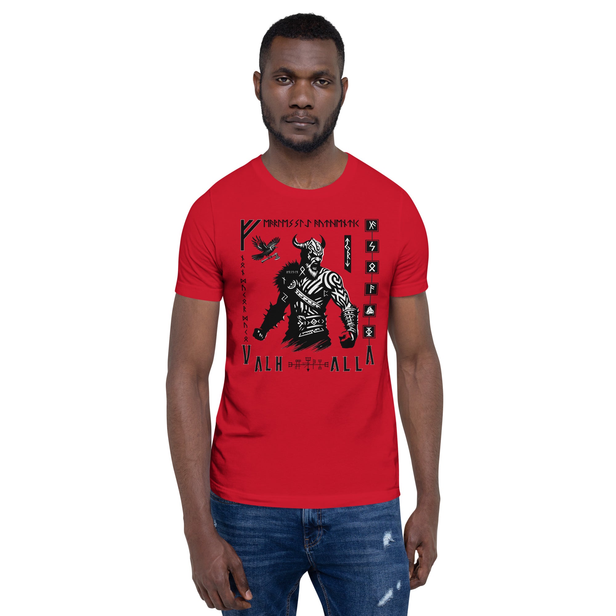 Viking Rampage - Valhalla Norse Apparel Black White Short-Sleeve Unisex T-Shirt