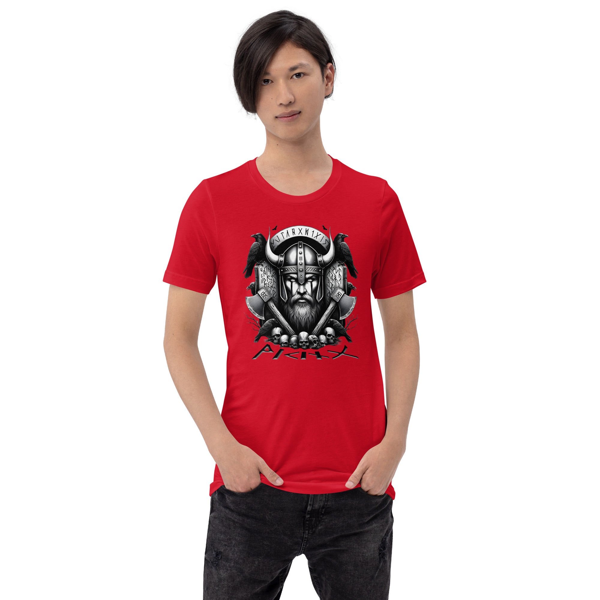 Viking Rememberance - Valhalla Norse Apparel Black White Short-Sleeve Unisex T-Shirt