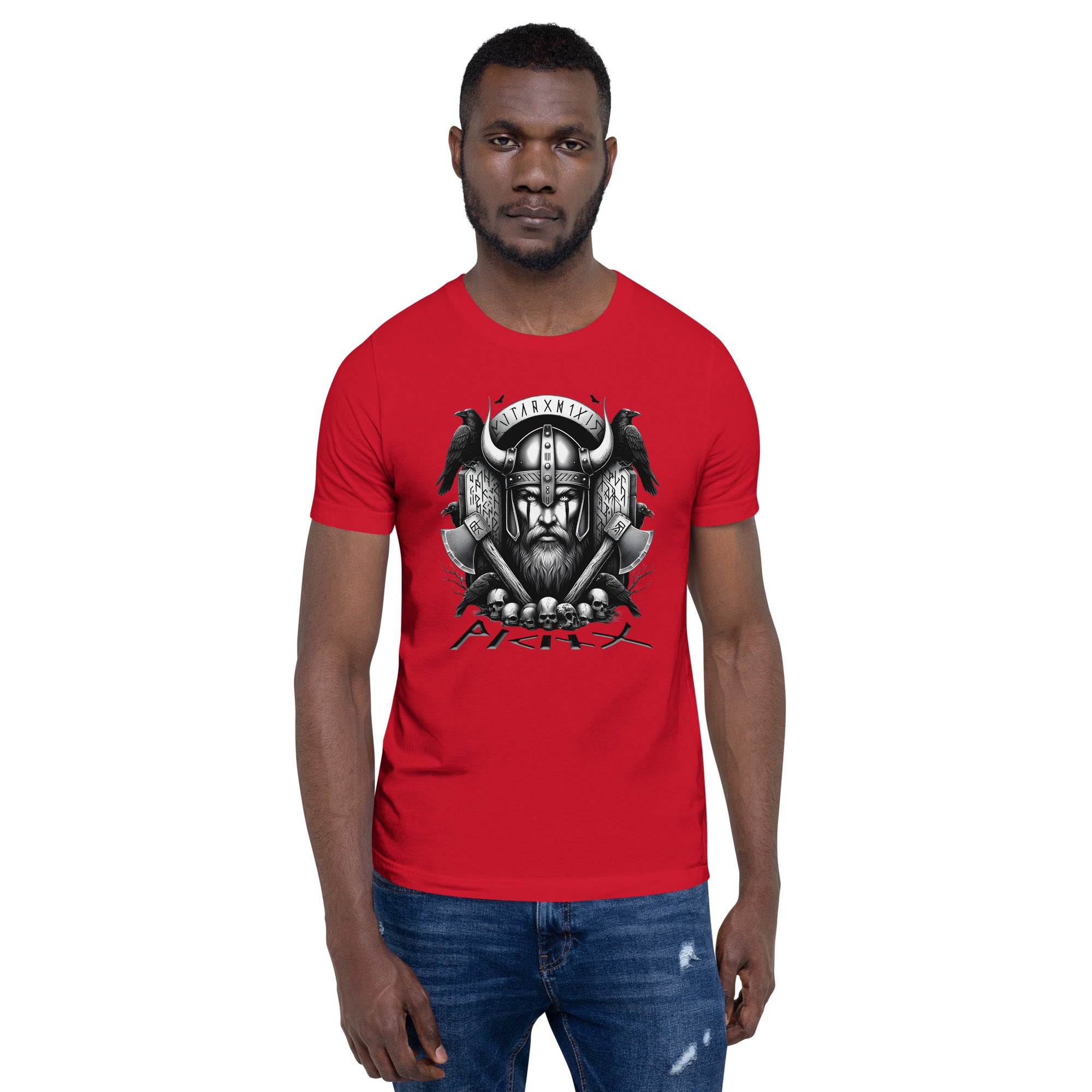 Viking Rememberance - Valhalla Norse Apparel Black White Short-Sleeve Unisex T-Shirt